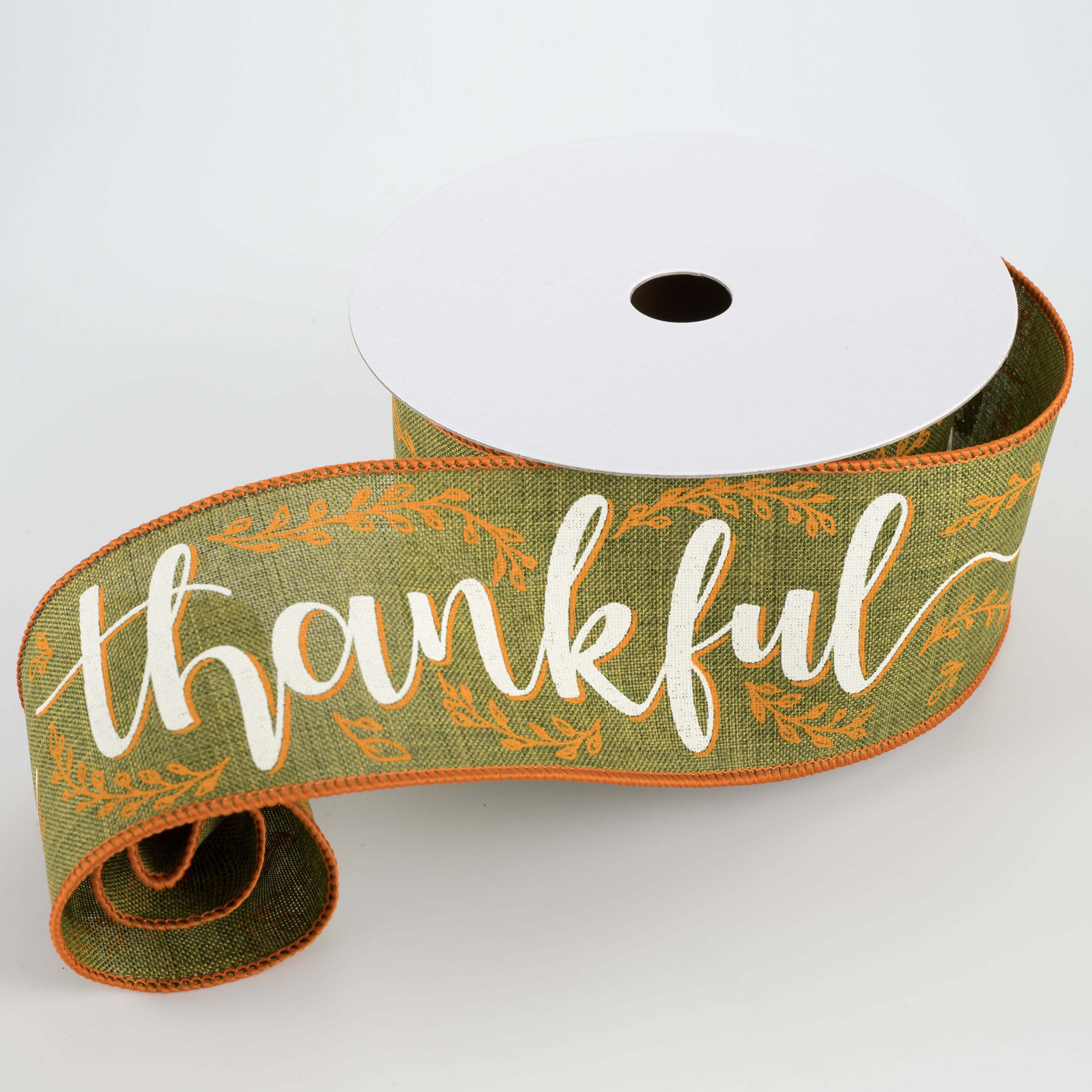 2.5" Thankful Ribbon: Moss (10 Yards) Lifestyle Photo