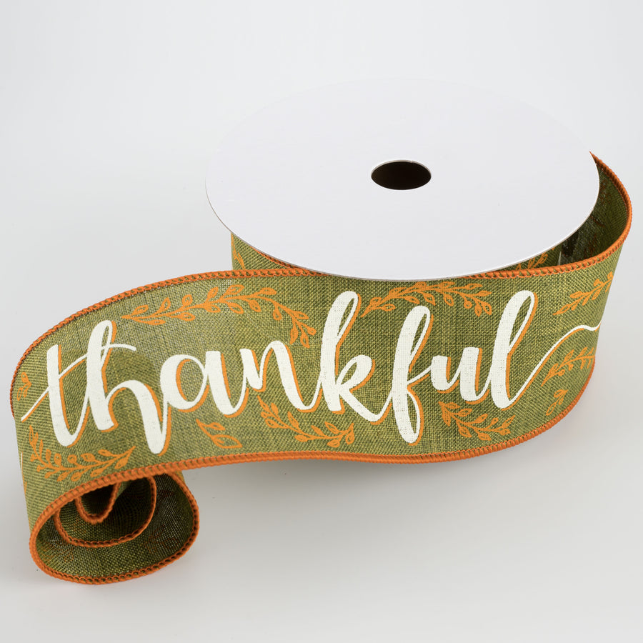 2.5" Thankful Ribbon: Moss (10 Yards) Lifestyle Photo