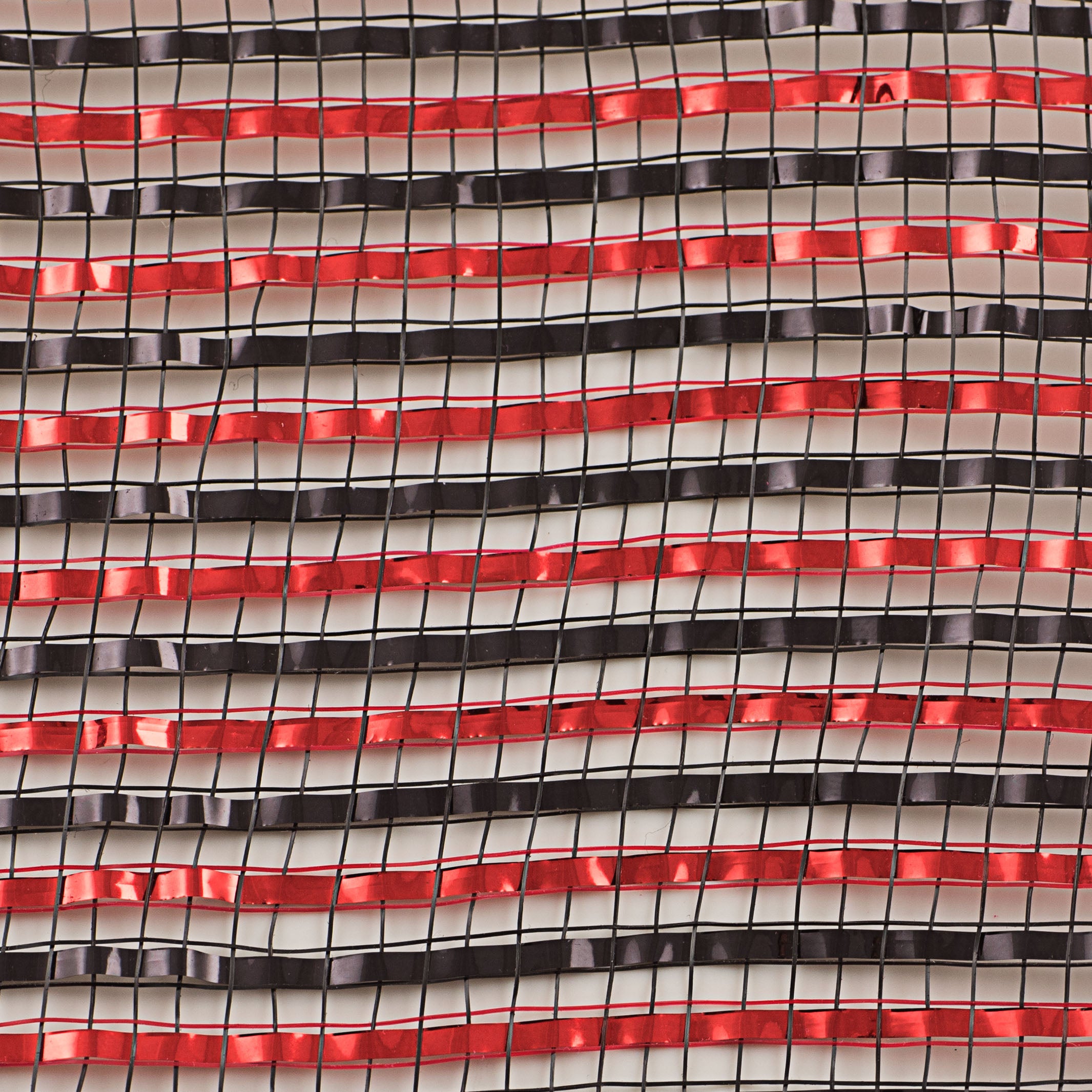 10" Thin Bold Stripe Deco Mesh: Black & Red detail photo 3