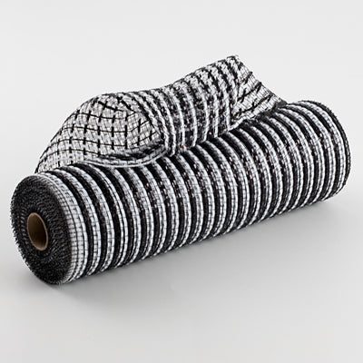10" Thin Bold Stripe Deco Mesh: Black & White Item Number: XB100510-21