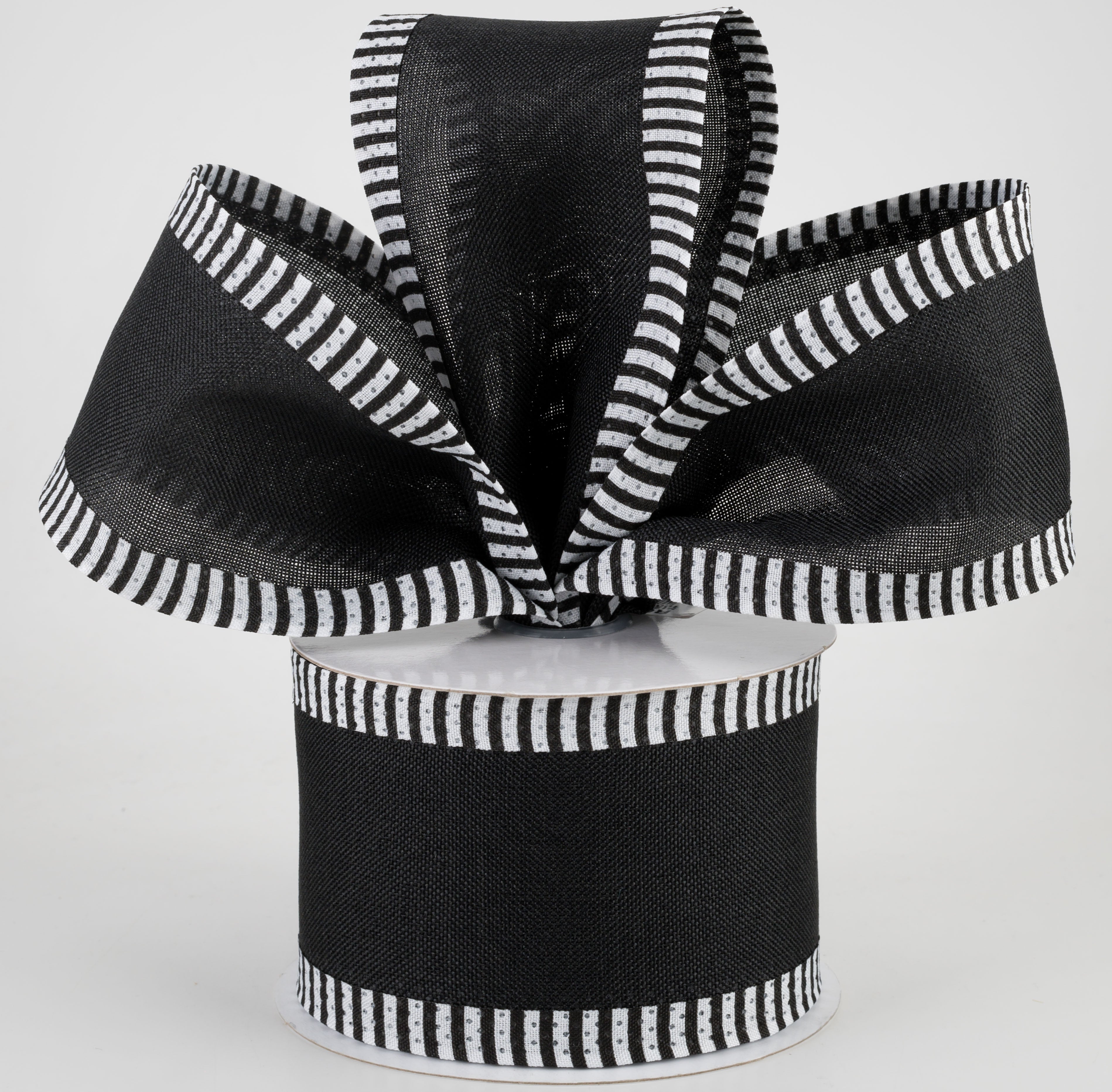 2.5" Thin Stripe Edge Ribbon: Black (10 Yards) Lifestyle Photo