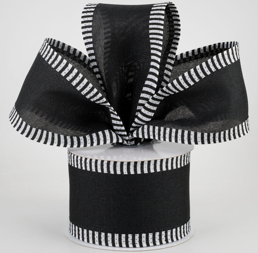 2.5" Thin Stripe Edge Ribbon: Black (10 Yards) Lifestyle Photo