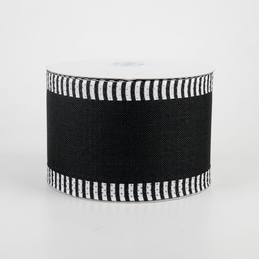 2.5" Thin Stripe Edge Ribbon: Black (10 Yards)