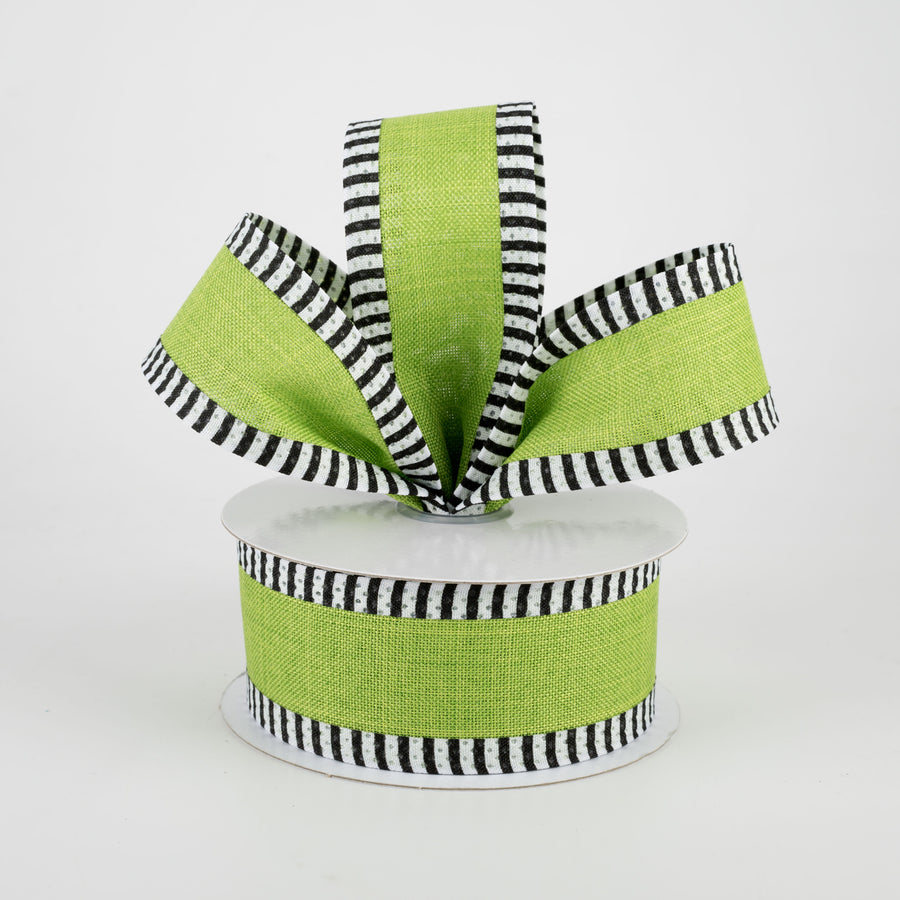 1.5" Thin Stripe Edge Ribbon: Fresh Green (10 Yards) Lifestyle Photo