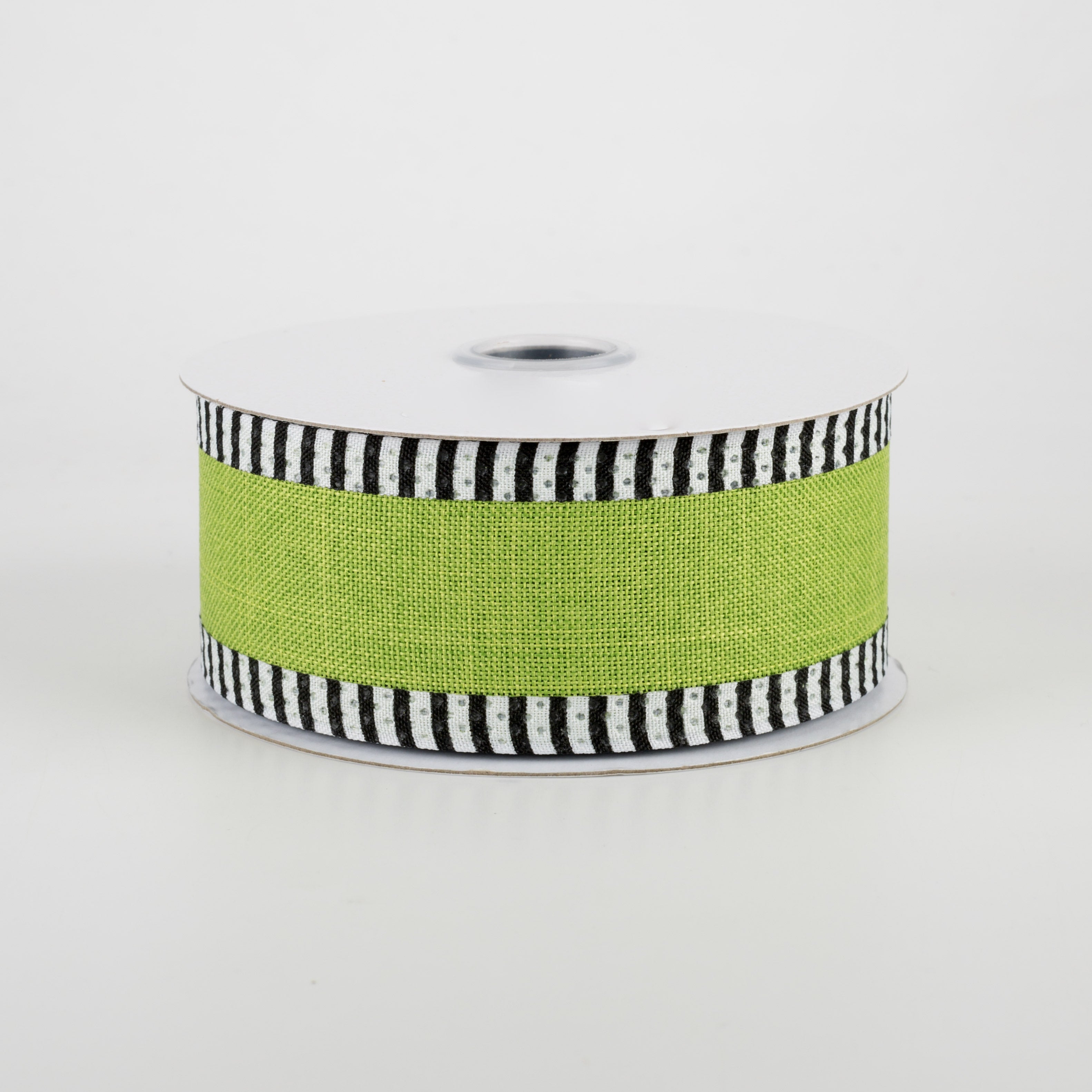 1.5" Thin Stripe Edge Ribbon: Fresh Green (10 Yards)