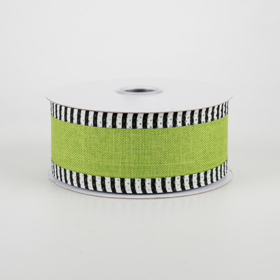 1.5" Thin Stripe Edge Ribbon: Fresh Green (10 Yards)