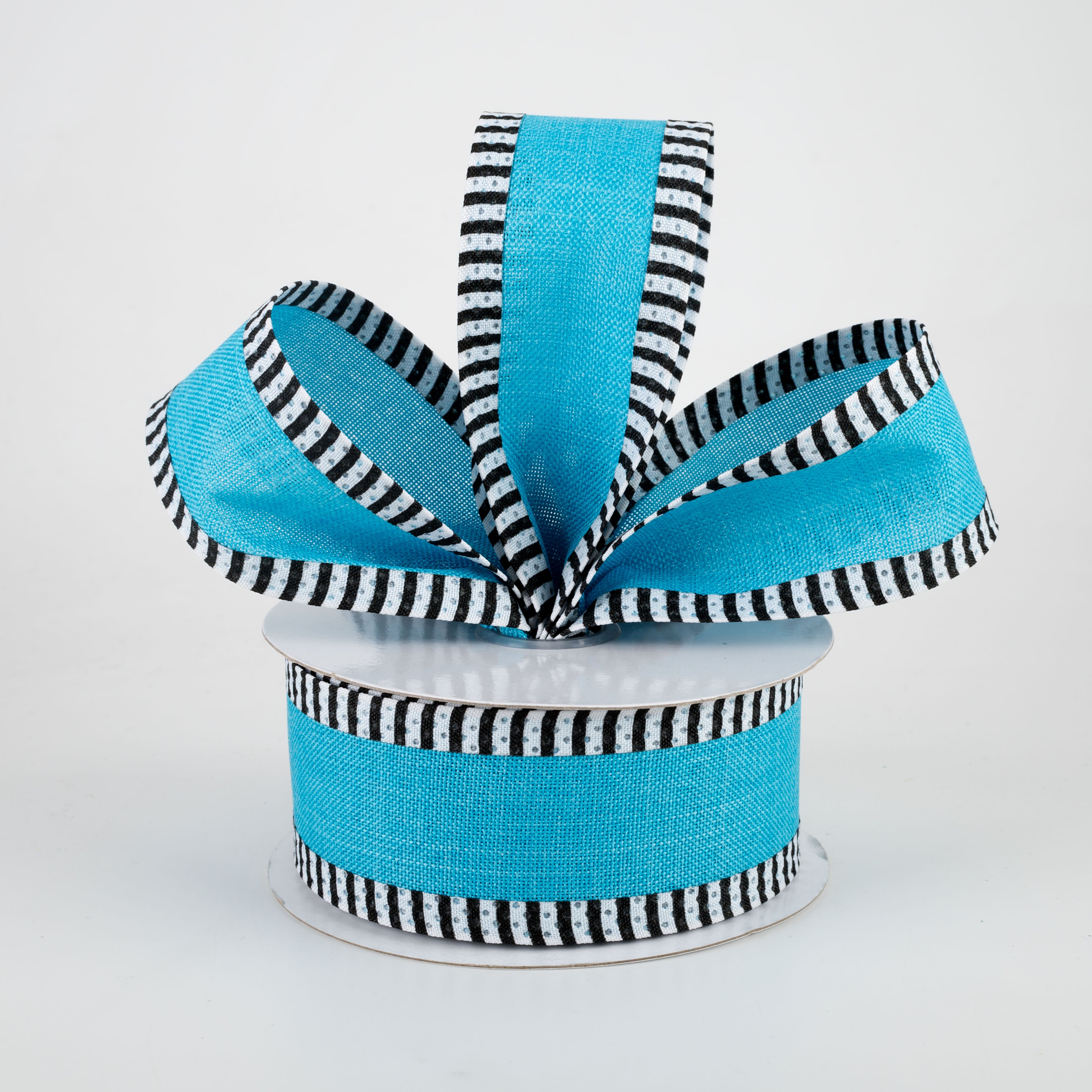 1.5" Thin Stripe Edge Ribbon: Turquoise (10 Yards) Lifestyle Photo