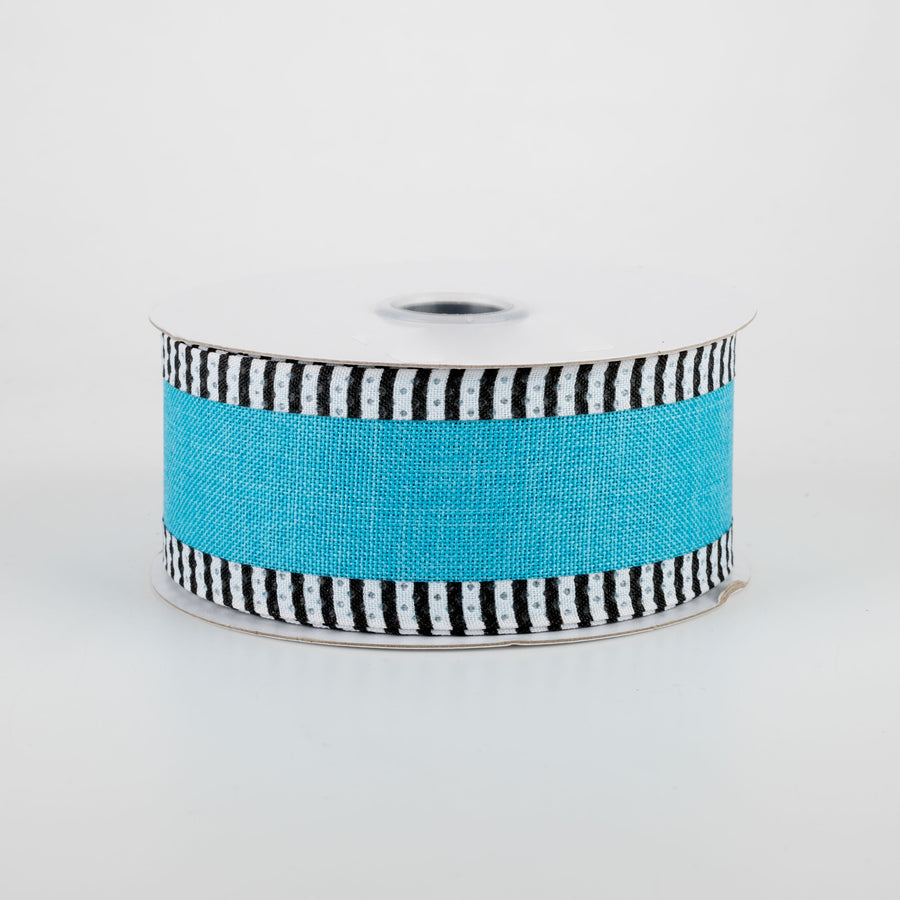 1.5" Thin Stripe Edge Ribbon: Turquoise (10 Yards)
