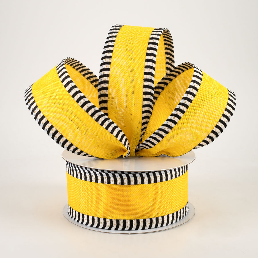 1.5" Thin Stripe Edge Ribbon: Yellow (10 Yards) Lifestyle Photo