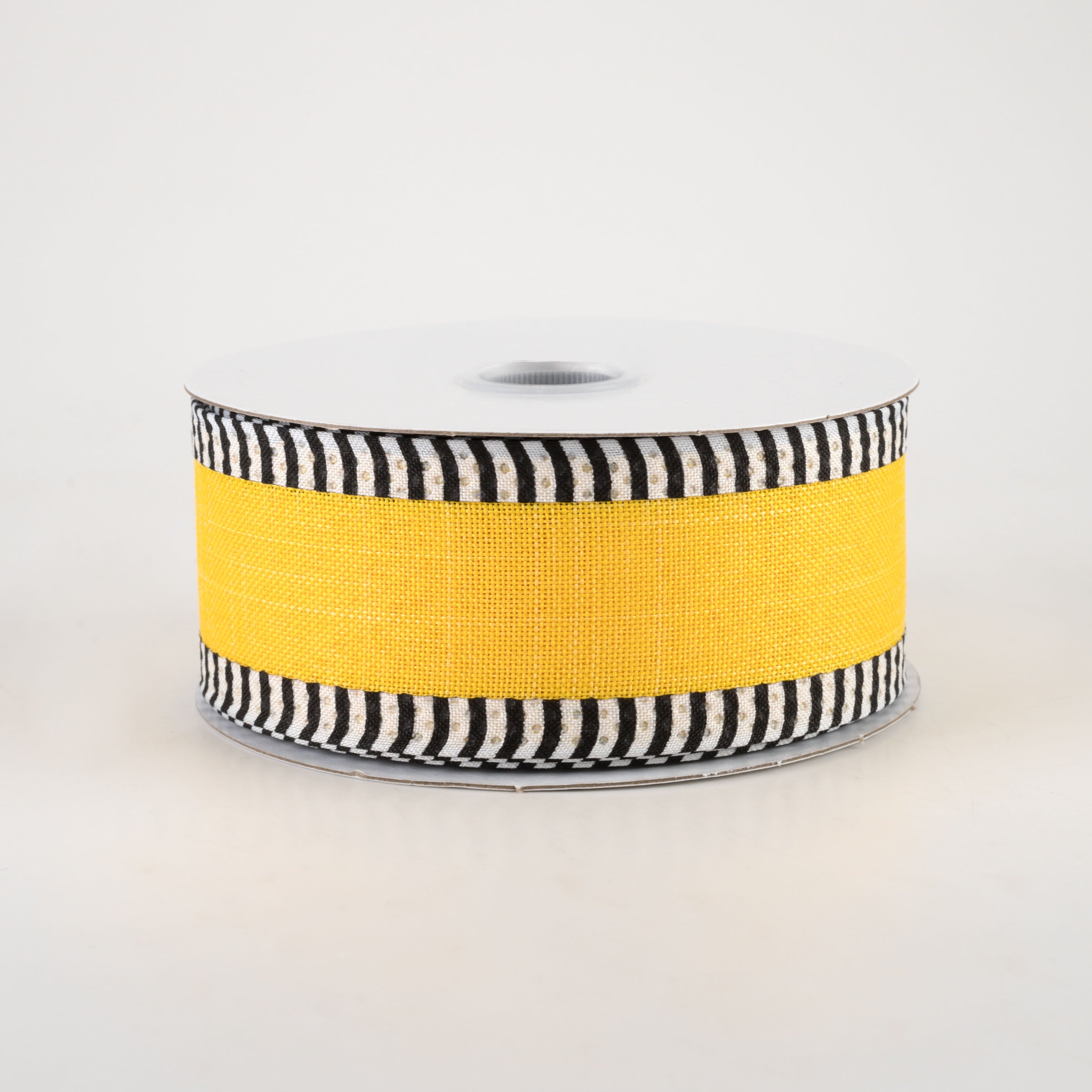 1.5" Thin Stripe Edge Ribbon: Yellow (10 Yards)