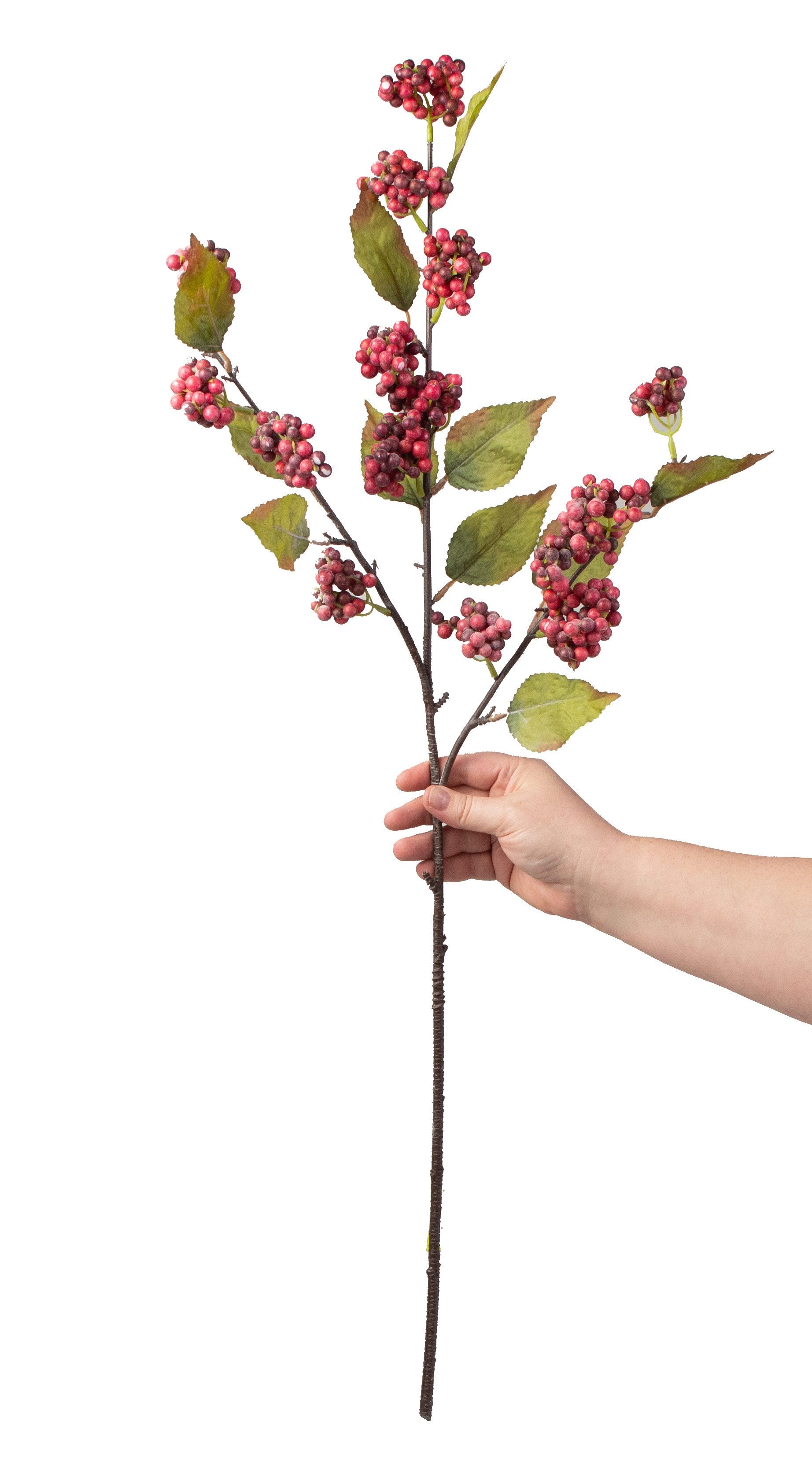 26" Three Stem Berry Spray: Burgundy detail photo 3