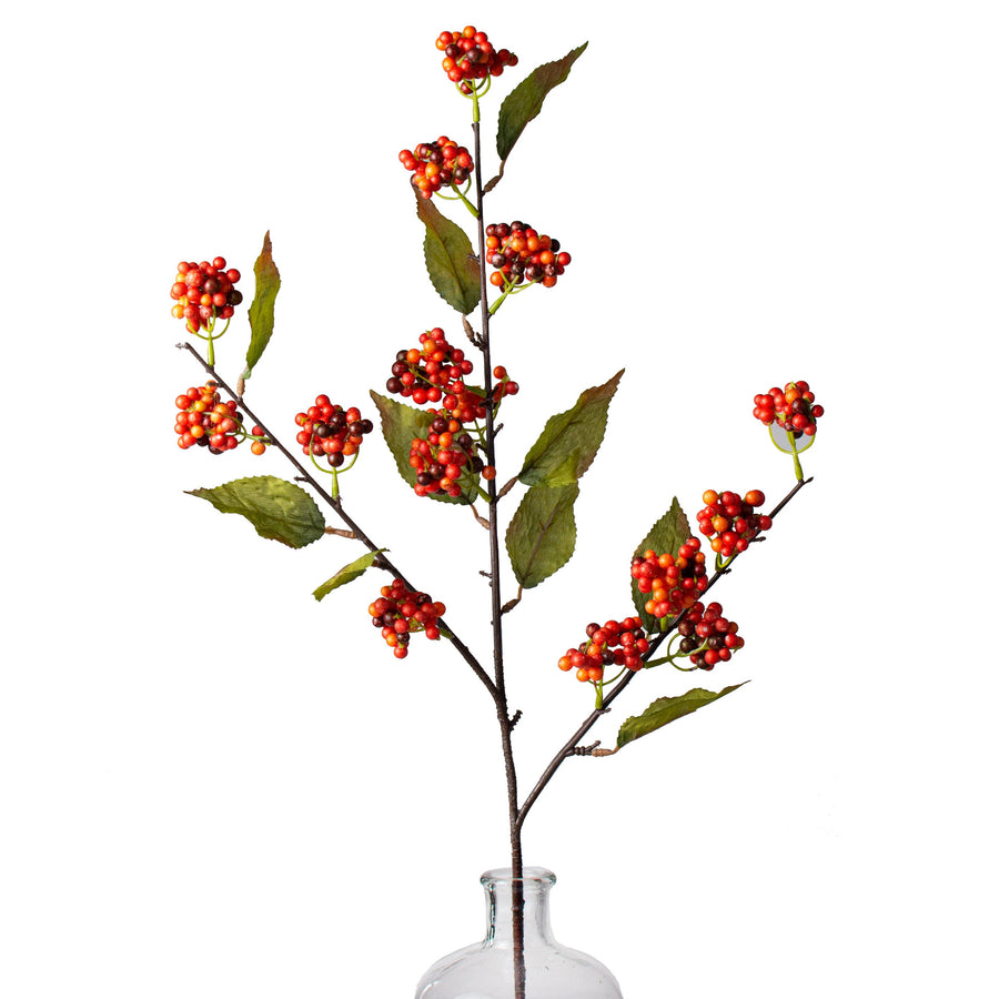 26" Three Stem Berry Spray: Orange Item Number: 56740OR