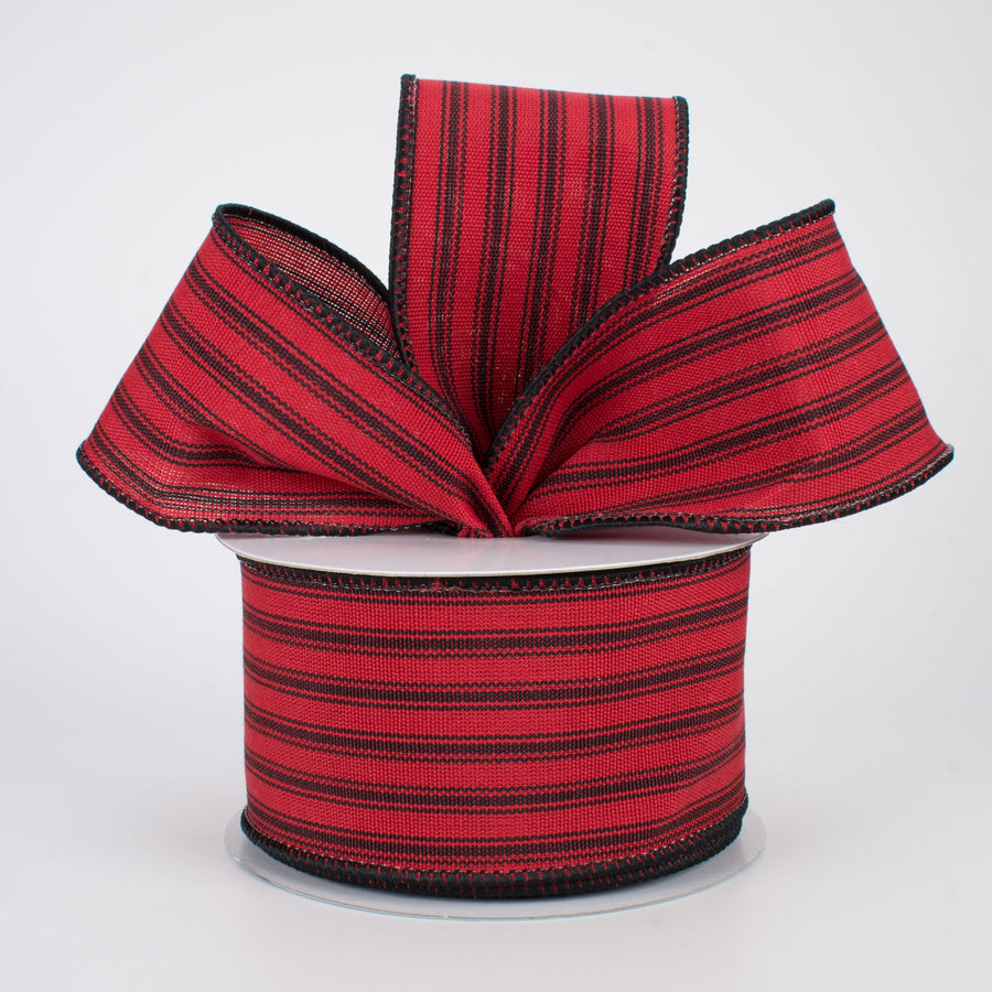 2.5" Ticking Ribbon: Red & Black (10 Yards) Lifestyle Photo