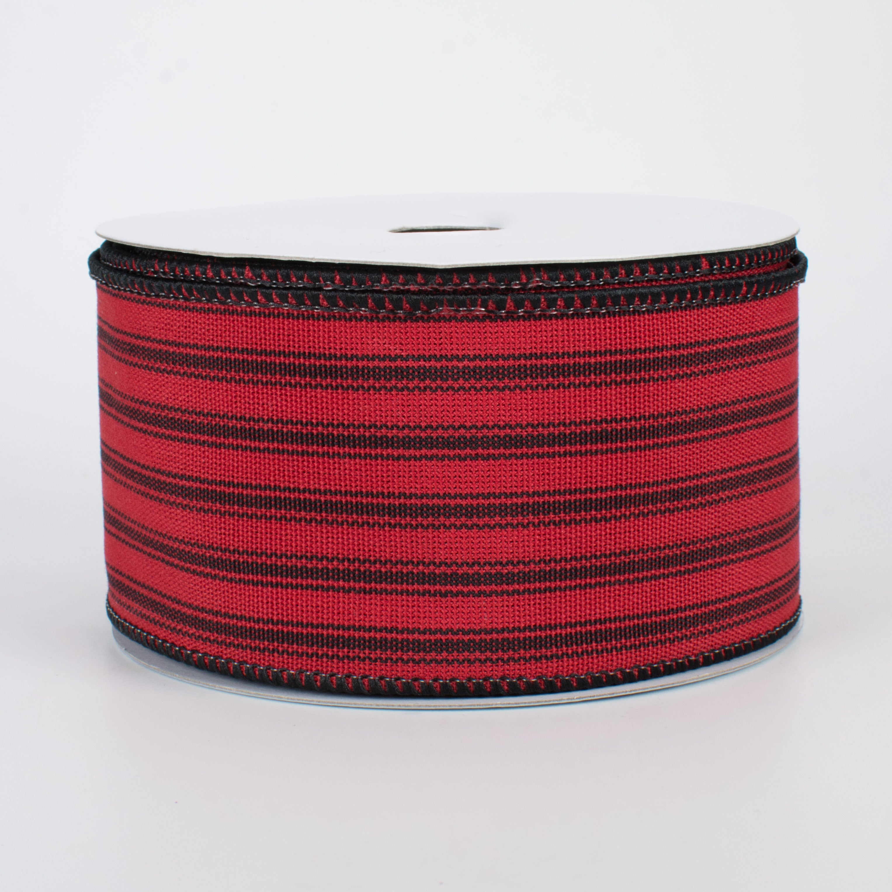 2.5" Ticking Ribbon: Red & Black (10 Yards)