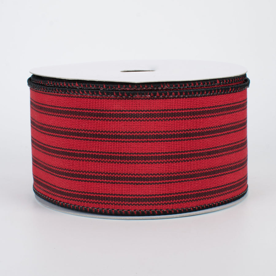 2.5" Ticking Ribbon: Red & Black (10 Yards)