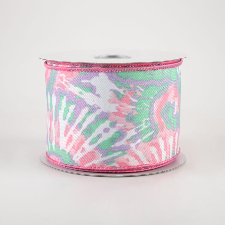 2.5" Tie Dye Ribbon: Pink, Mint, Lavender (10 Yards)