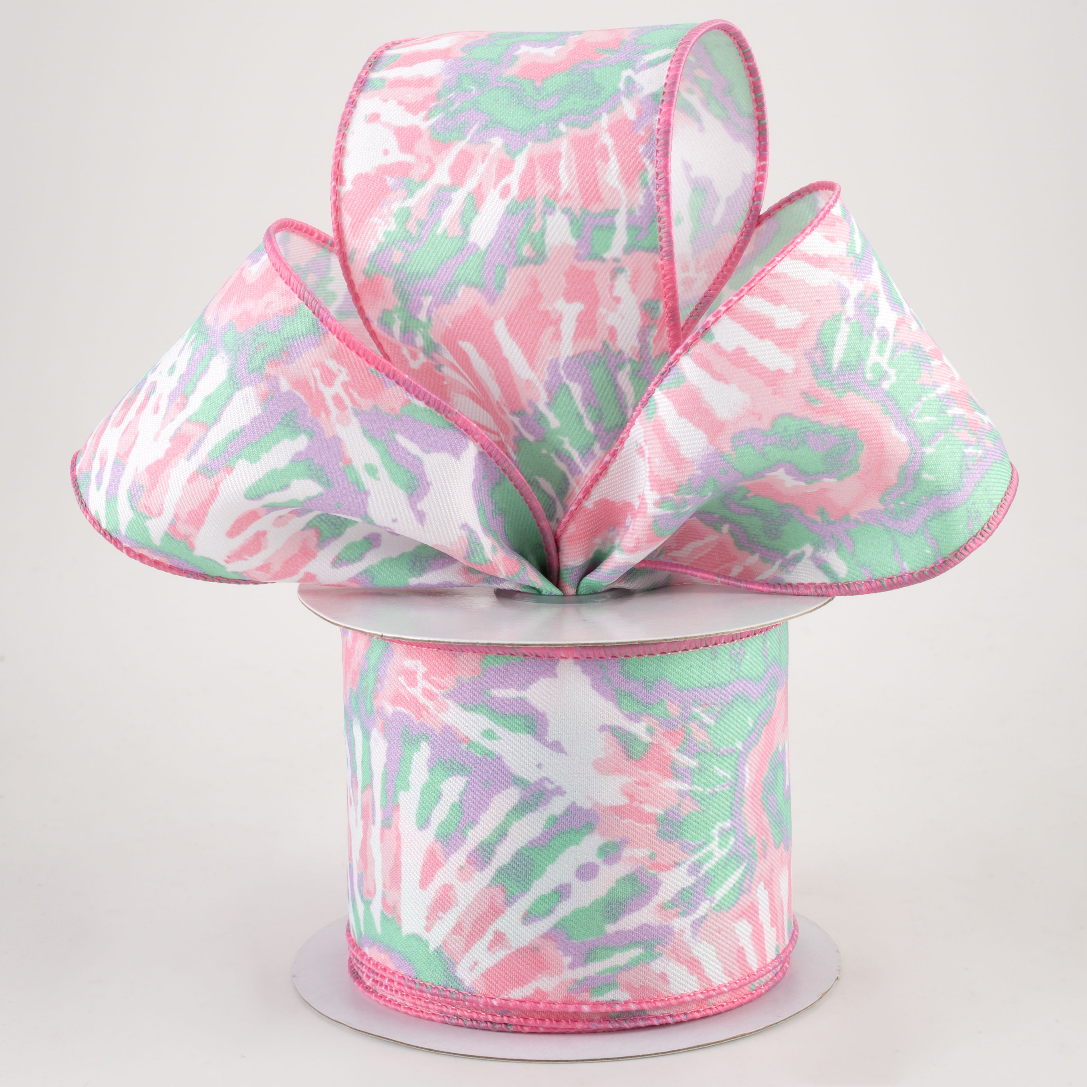 2.5" Tie Dye Ribbon: Pink, Mint, Lavender (10 Yards) Lifestyle Photo
