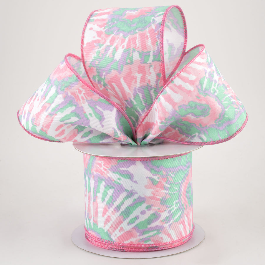 2.5" Tie Dye Ribbon: Pink, Mint, Lavender (10 Yards) Lifestyle Photo