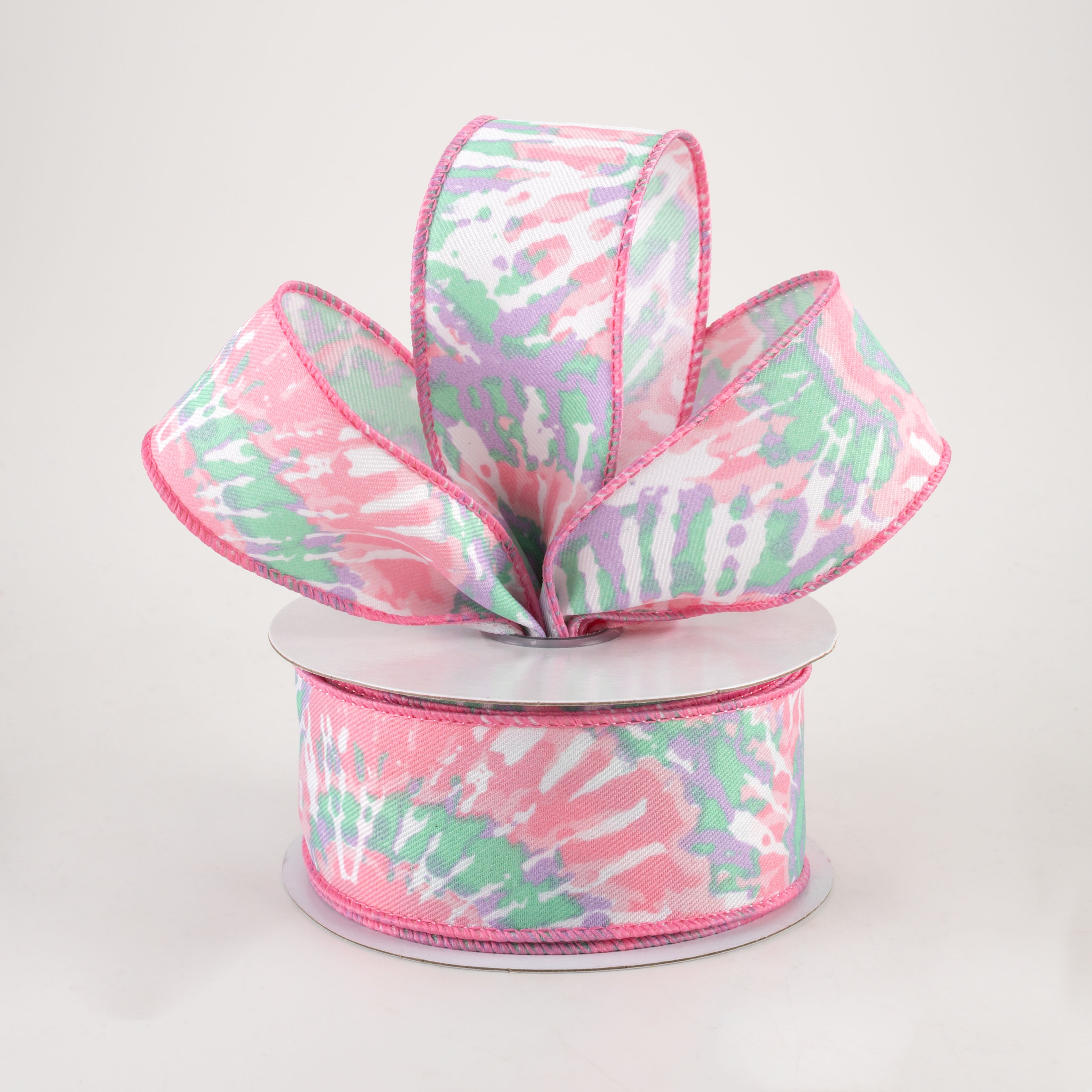 1.5" Tie Dye Ribbon: Pink, Mint, Lavender (10 Yards) Lifestyle Photo