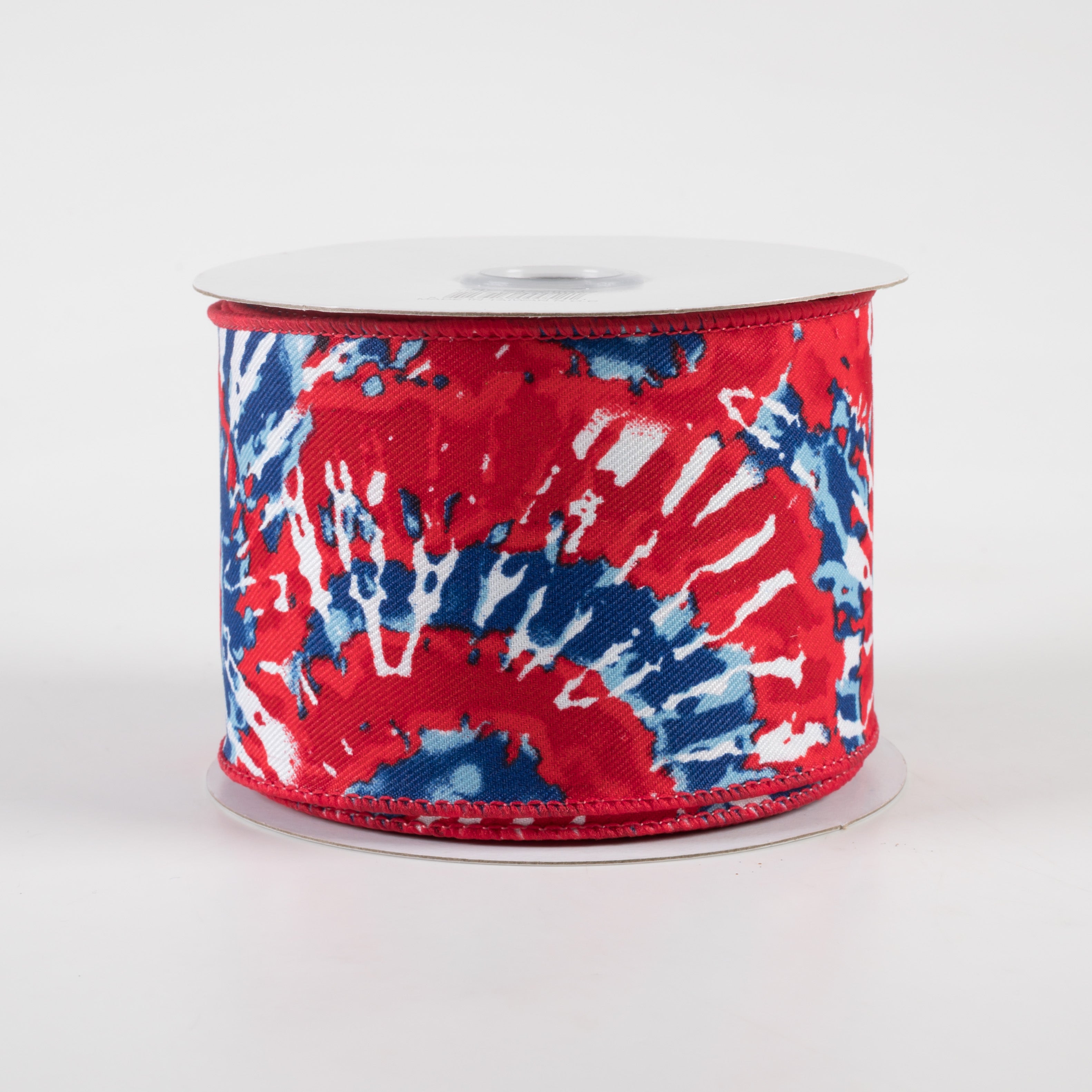 2.5" Tie Dye Ribbon: Red, White, Blue (10 Yards)