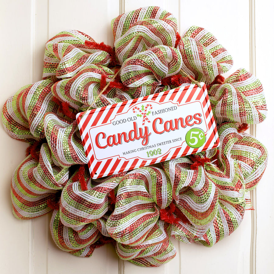12" Tin Sign: Candy Canes for Sale Lifestyle Photo