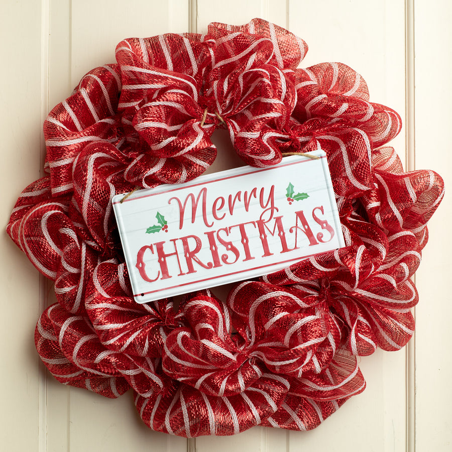 12" Tin Sign: Vintage Merry Christmas Lifestyle Photo