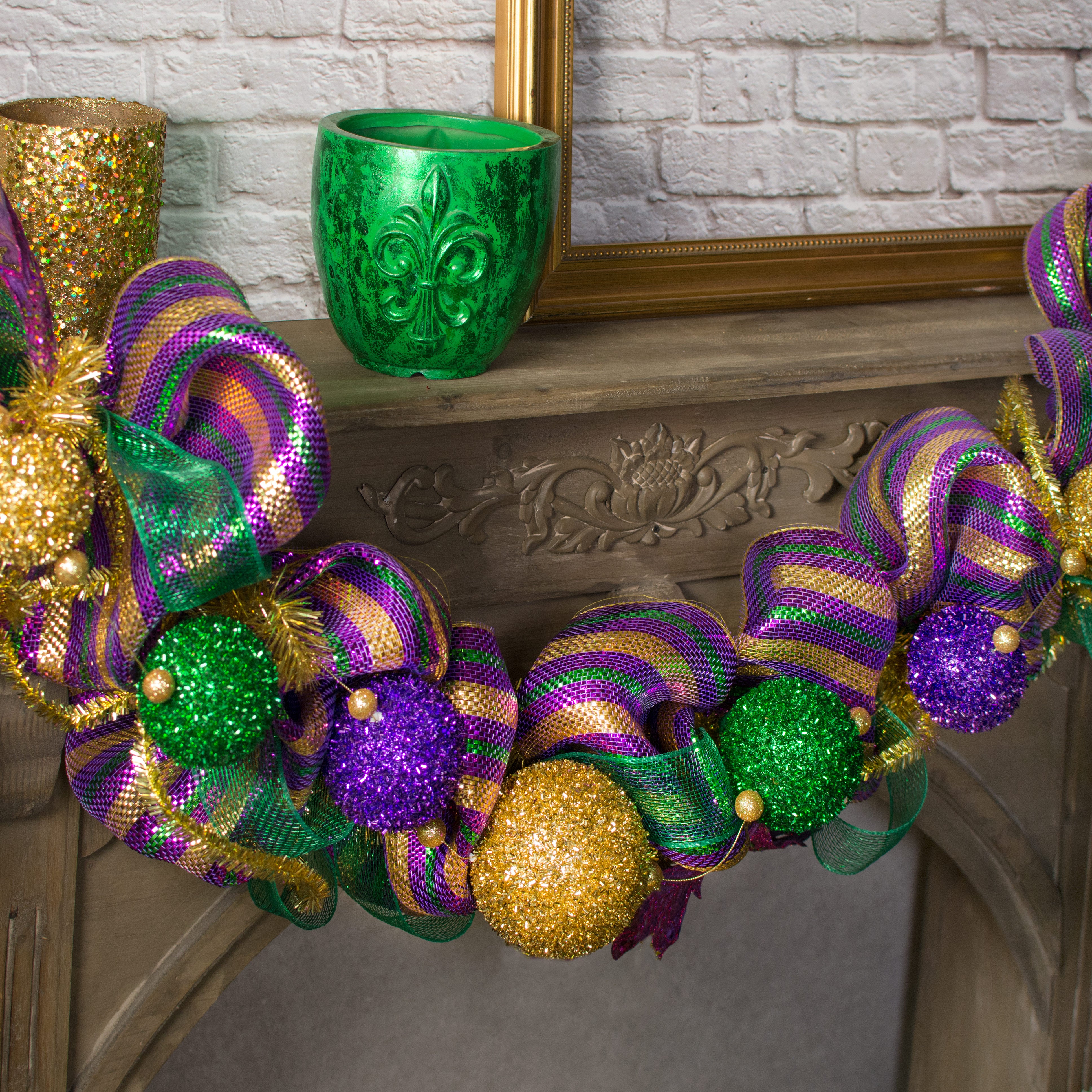 6' Tinsel Ball Garland: Mardi Gras Lifestyle Photo