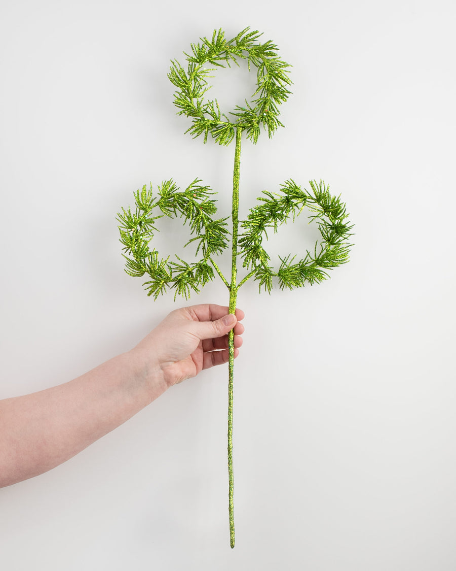26" Tinsel Circle Mini Wreath Spray: Green detail photo 3