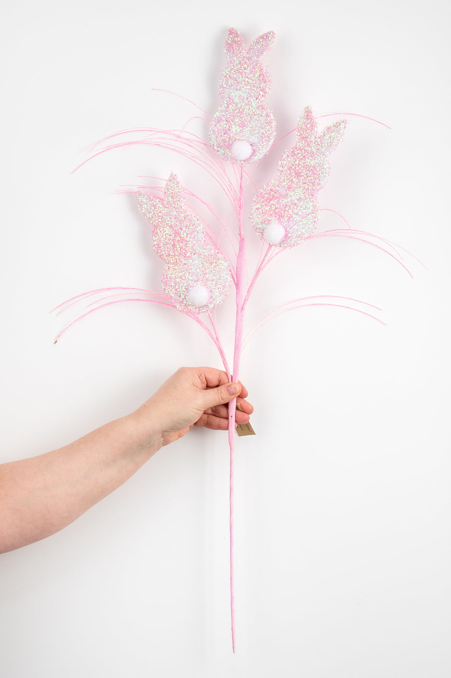 29" Tinsel Easter Bunny Spray: Pink detail photo 3