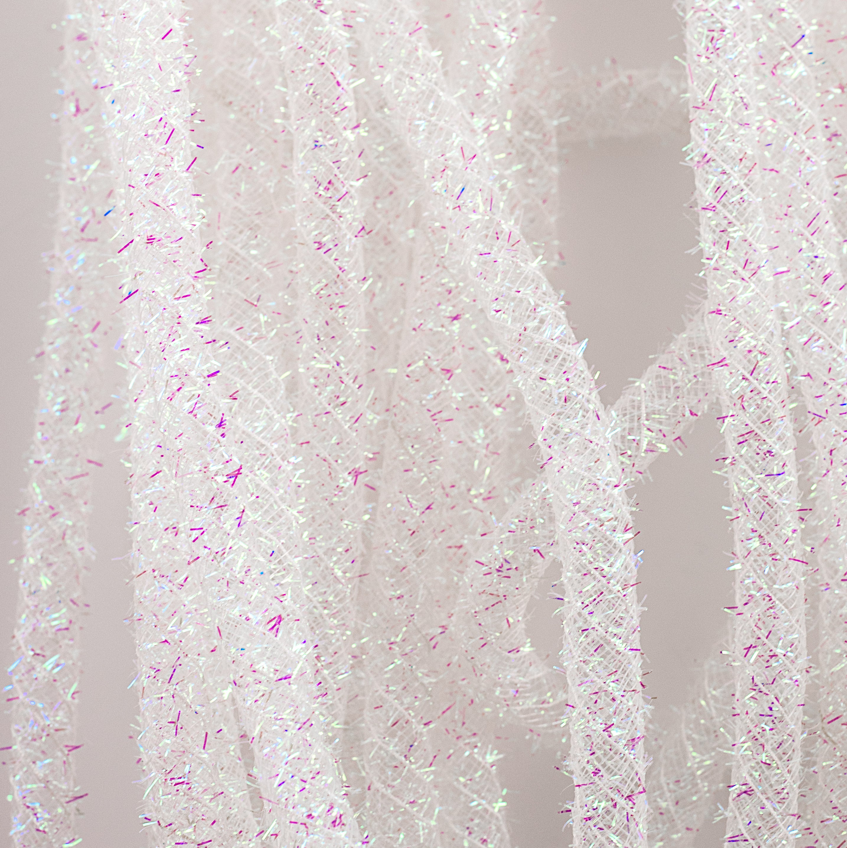 Tinsel Flex Tubing Ribbon: Iridescent White (20 Yards) Lifestyle Photo