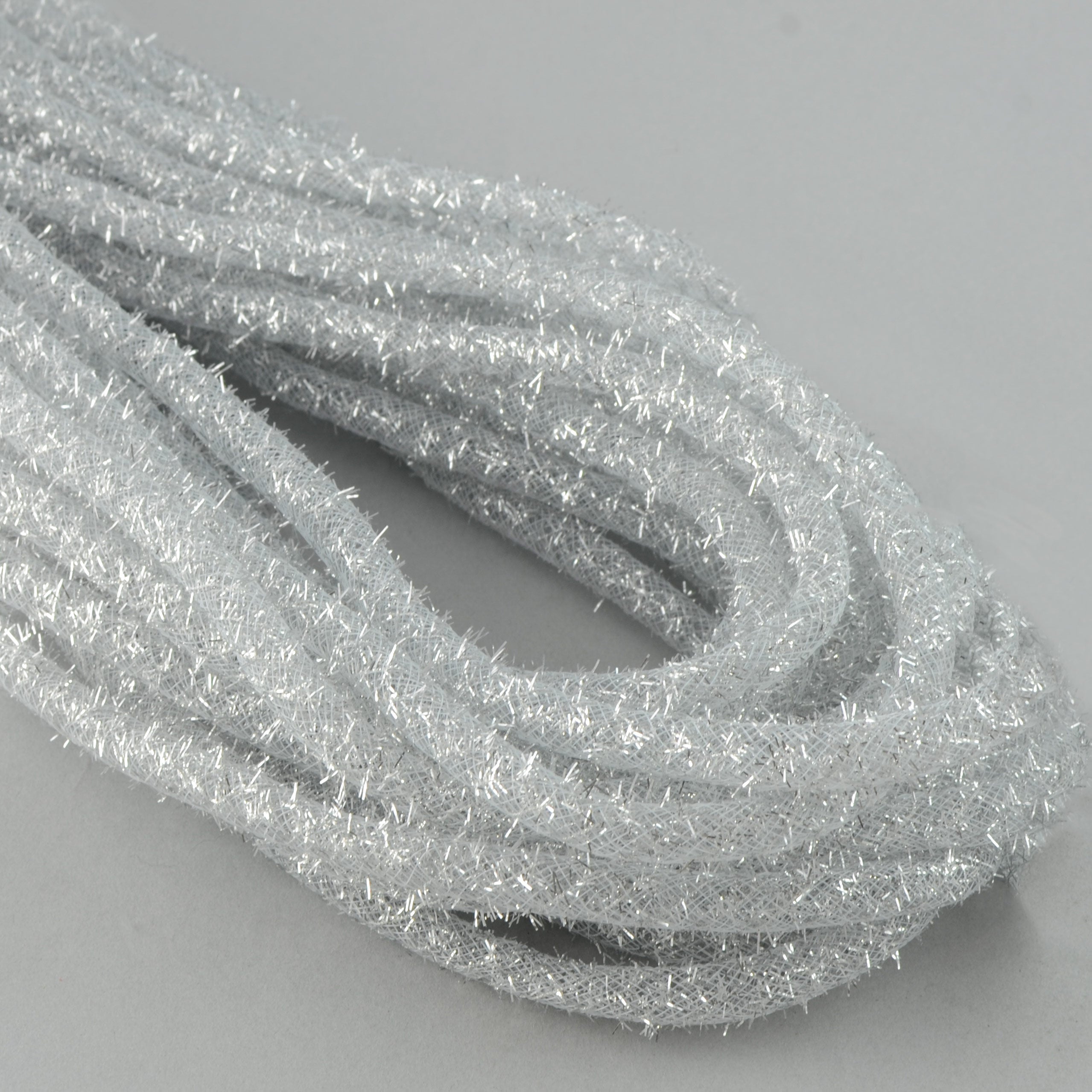 Tinsel Flex Tubing Ribbon: Metallic Silver (20 Yards) Item Number: RE354026