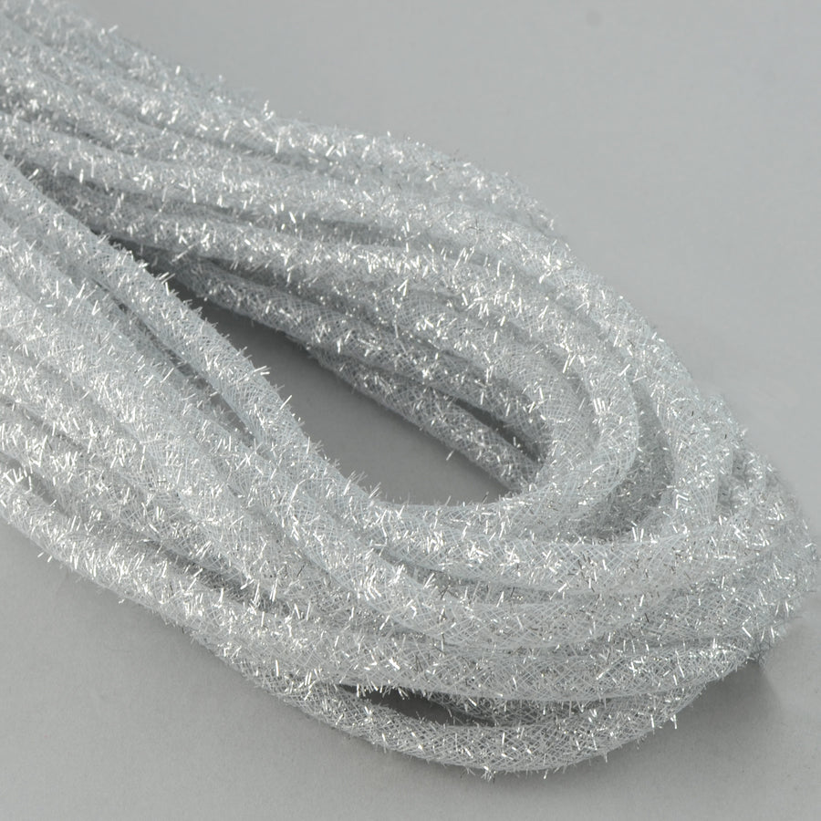Tinsel Flex Tubing Ribbon: Metallic Silver (20 Yards) Item Number: RE354026