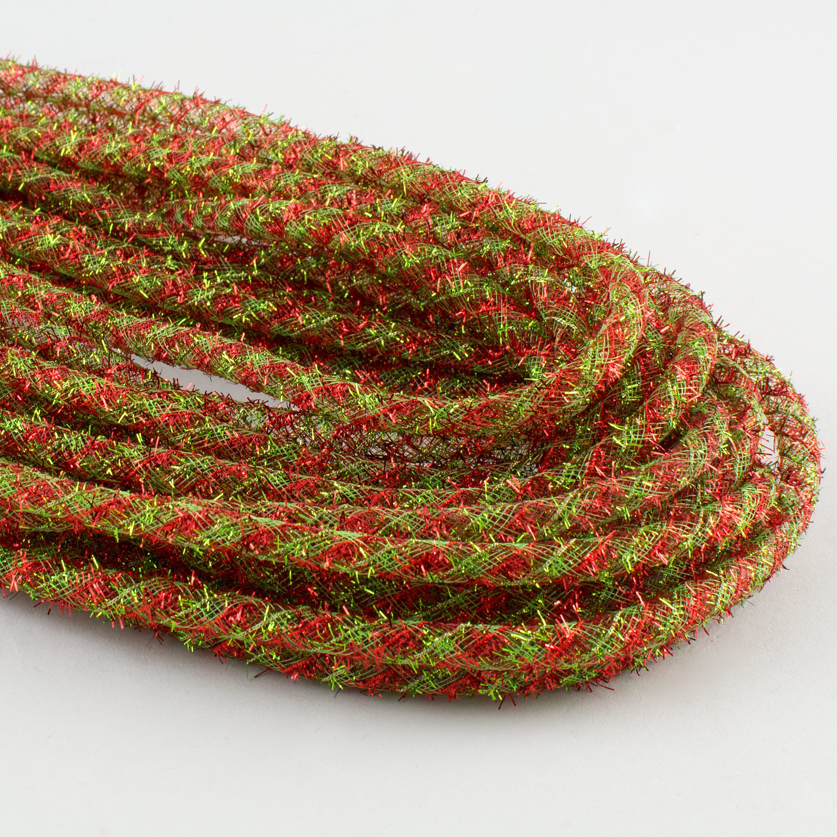 Tinsel Flex Tubing Ribbon: Red & Lime (20 Yards) Item Number: RE3542J9