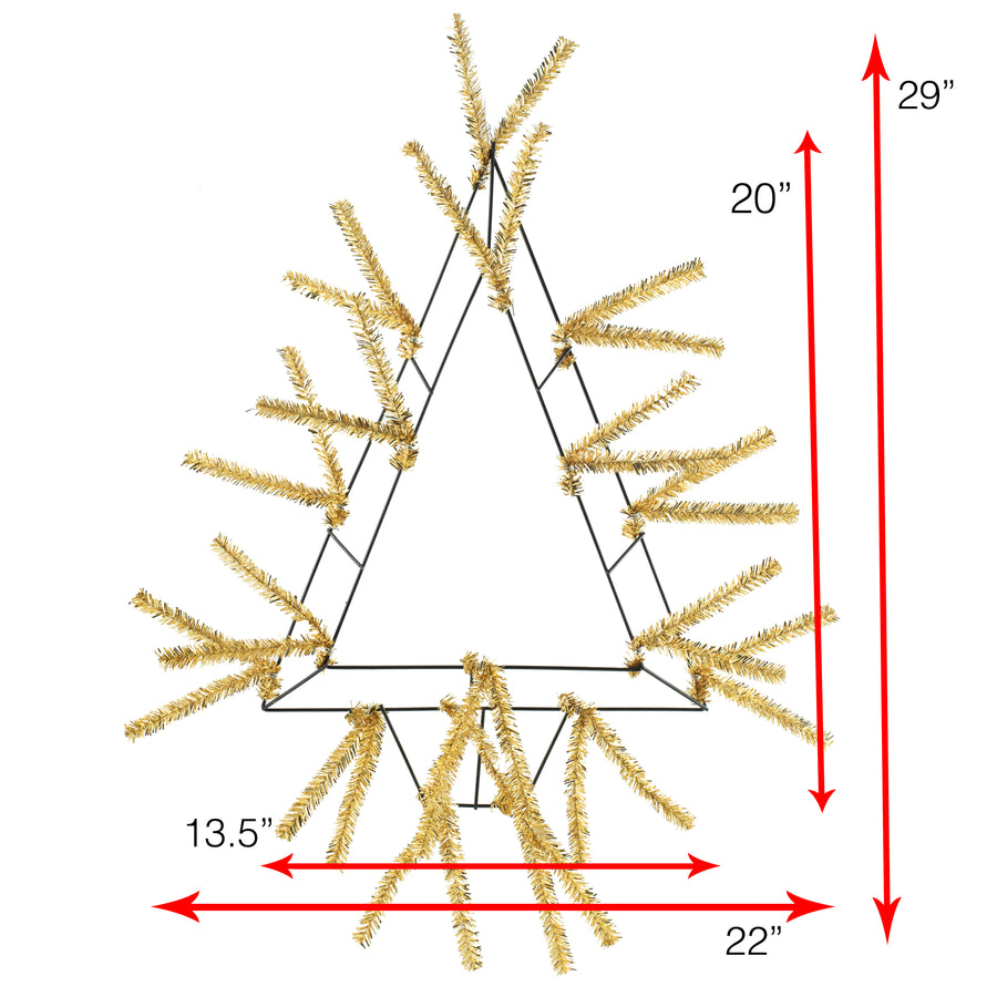 20" Tinsel Open Tree Work Form: Metallic Gold Lifestyle Photo