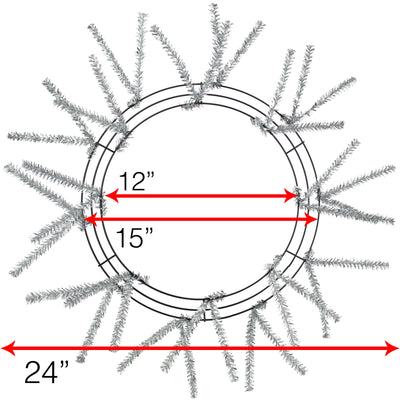 15-24" Tinsel Work Wreath Form: Metallic Silver Lifestyle Photo
