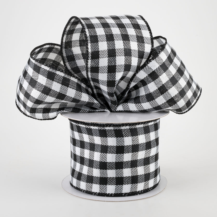 2.5" Tiny Woven Buffalo Plaid Ribbon: Black, White (10 Yards) Lifestyle Photo