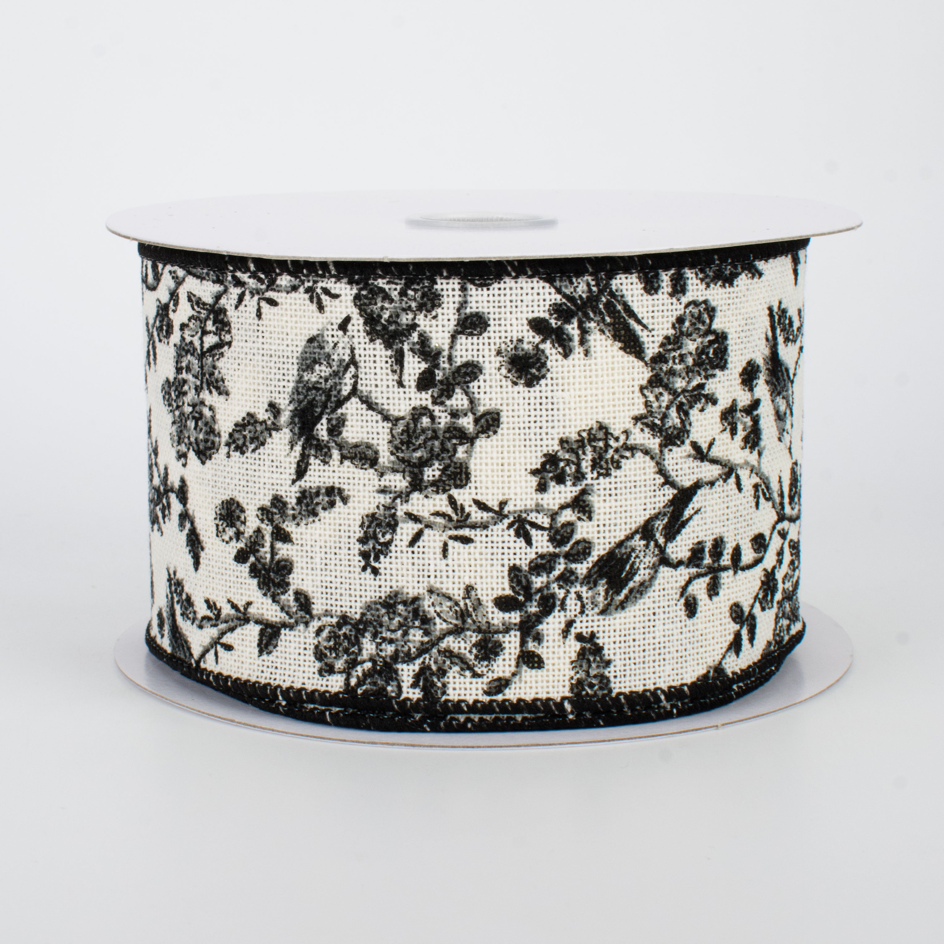 2.5" Toile Ribbon: Black & Cream (10 Yards)
