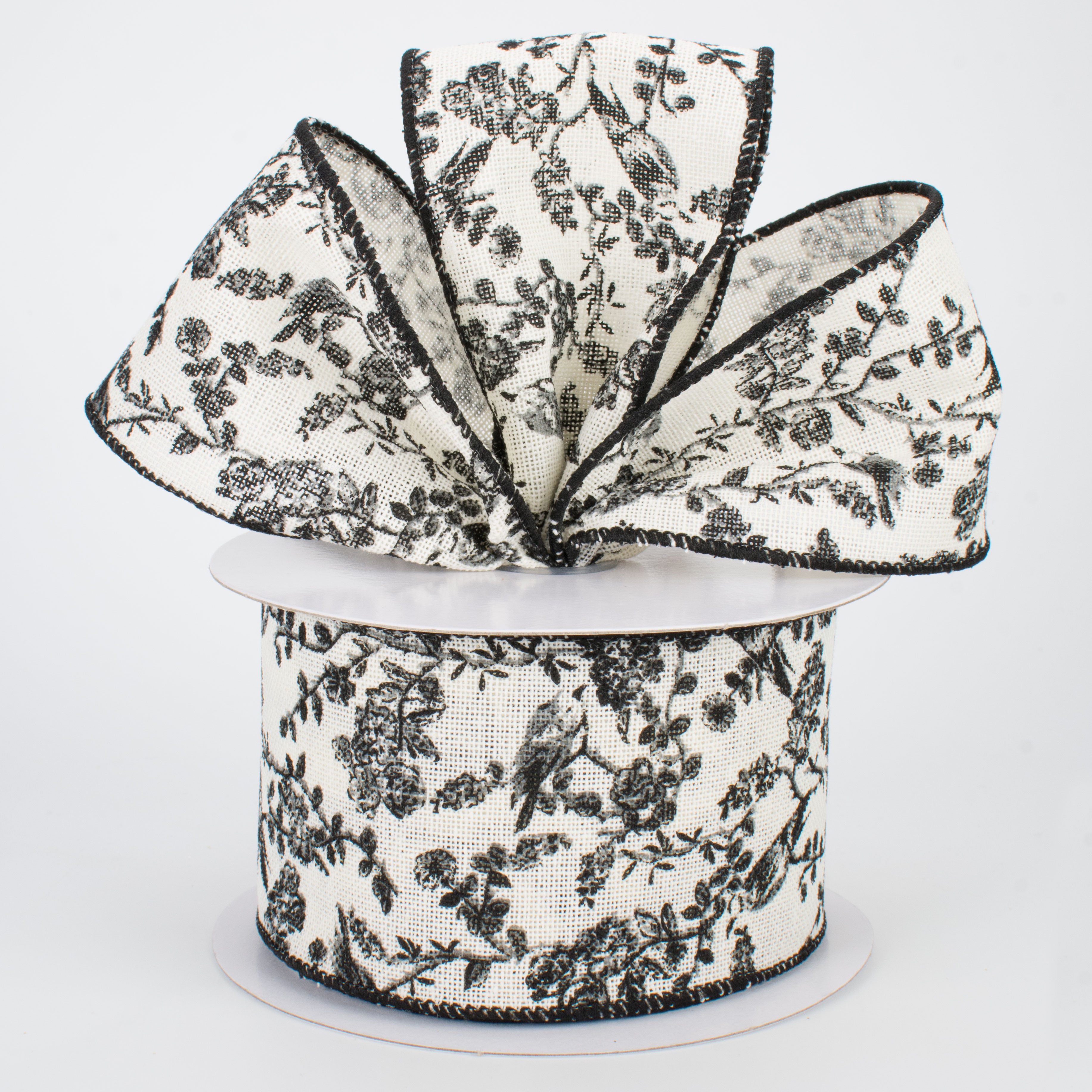 2.5" Toile Ribbon: Black & Cream (10 Yards) Lifestyle Photo