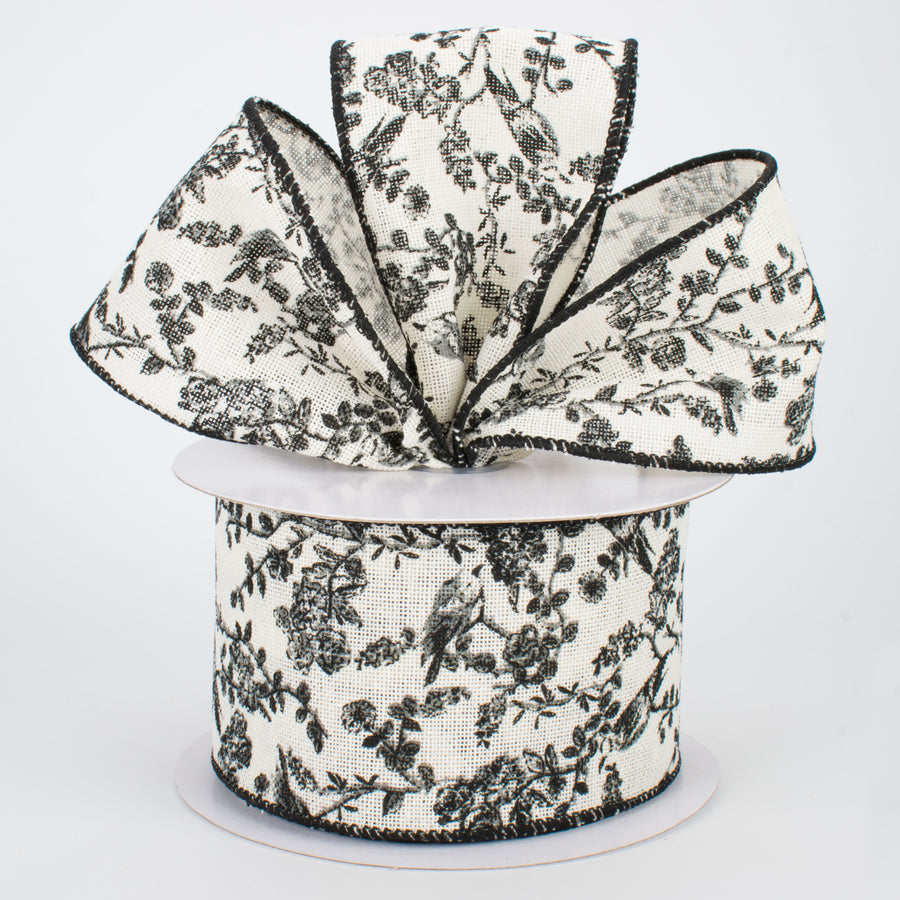 2.5" Toile Ribbon: Black & Cream (10 Yards) Lifestyle Photo