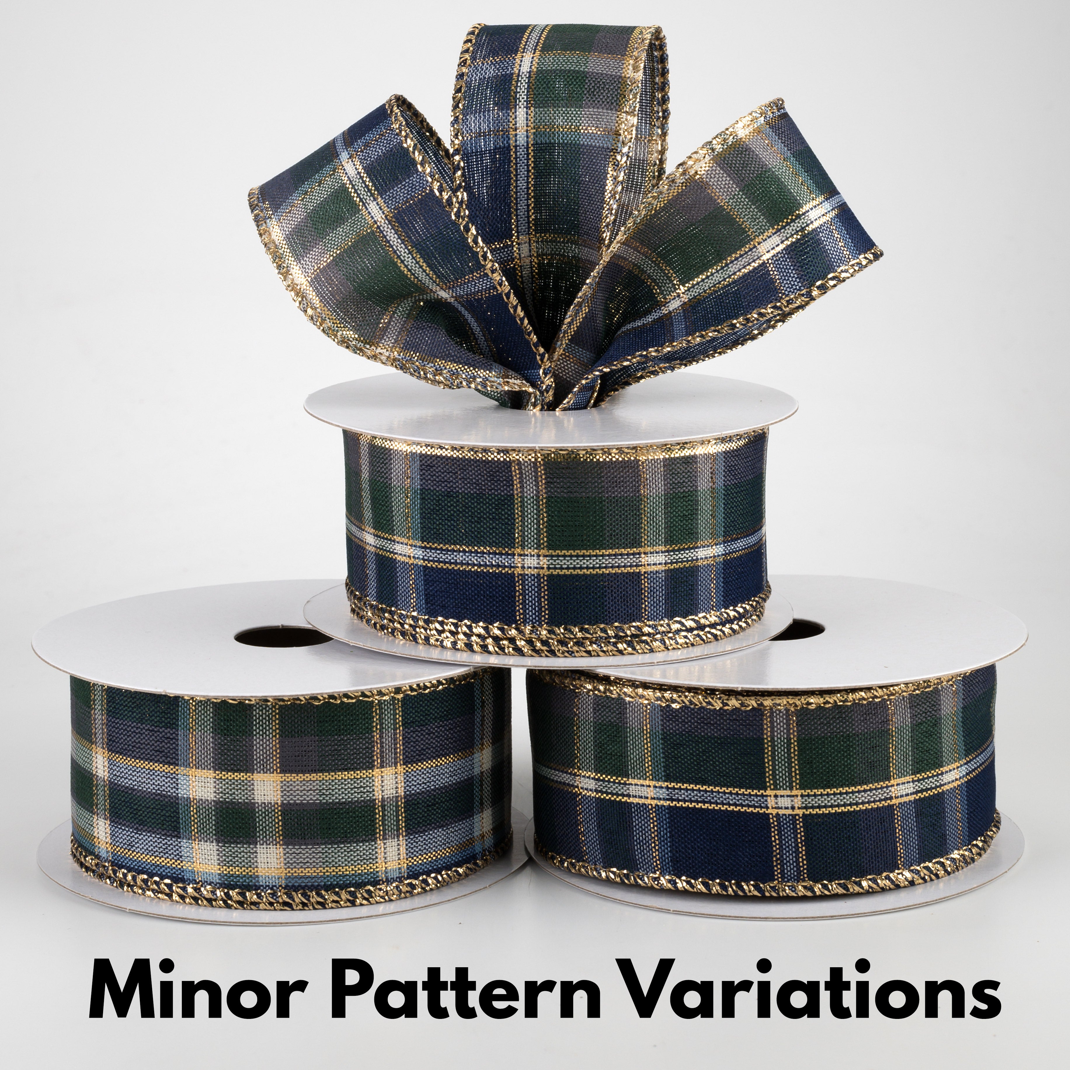 1.5" Tom Plaid Ribbon: Navy, Emerald & Gold (10 Yards) Lifestyle Photo