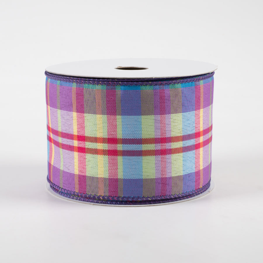 2.5" Toni Plaid Ribbon: Blue, Green, Pink, Yellow (10 Yards) Item Number: 41354-40-11