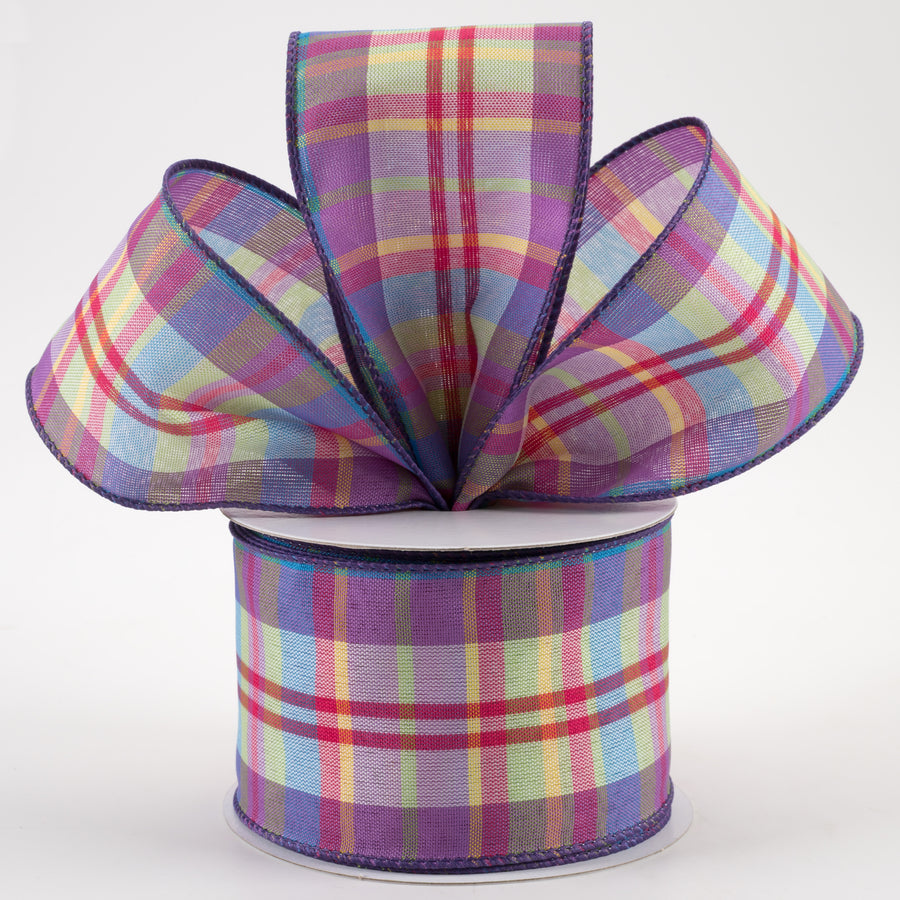 2.5" Toni Plaid Ribbon: Blue, Green, Pink, Yellow (10 Yards) Lifestyle Photo