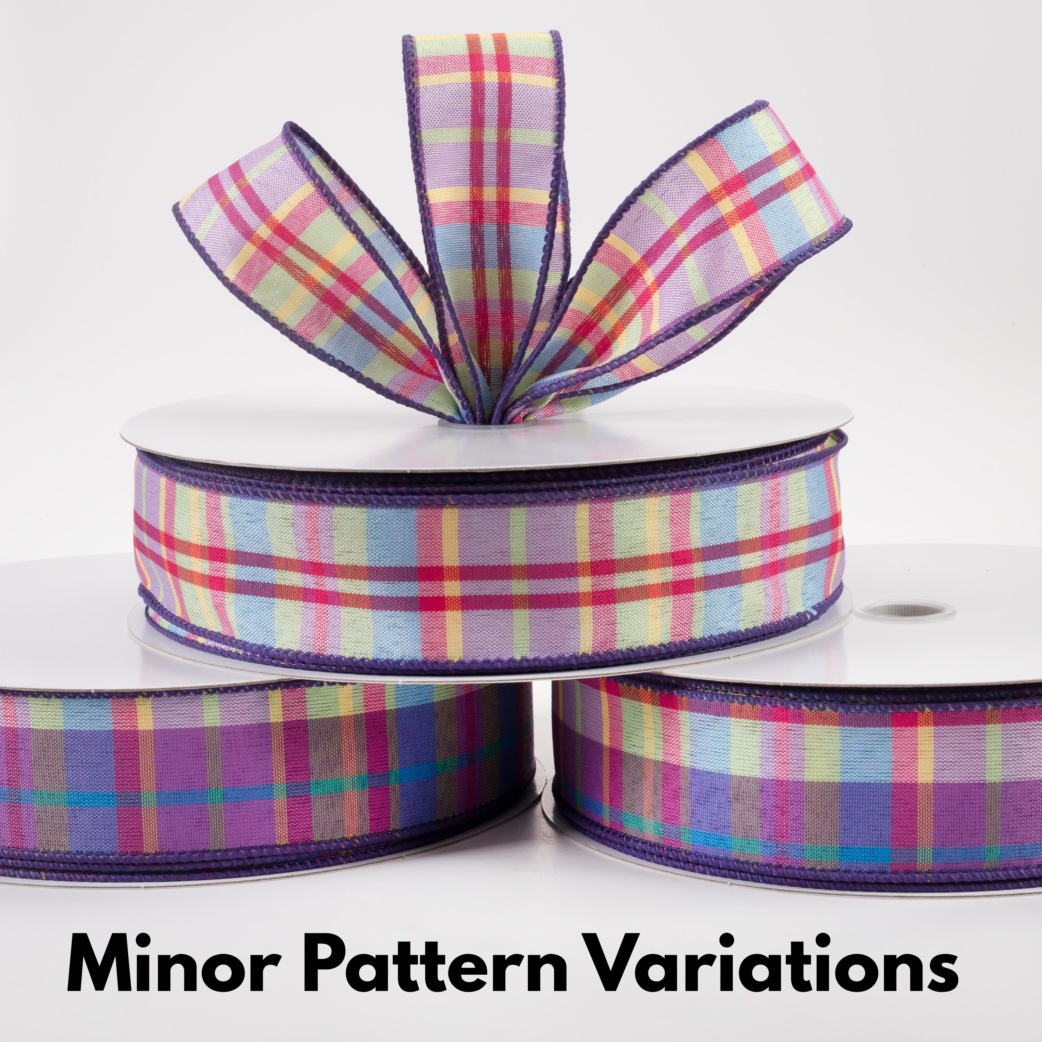 1.5" Toni Plaid Ribbon: Blue, Green, Pink, Yellow (50 Yards) Lifestyle Photo