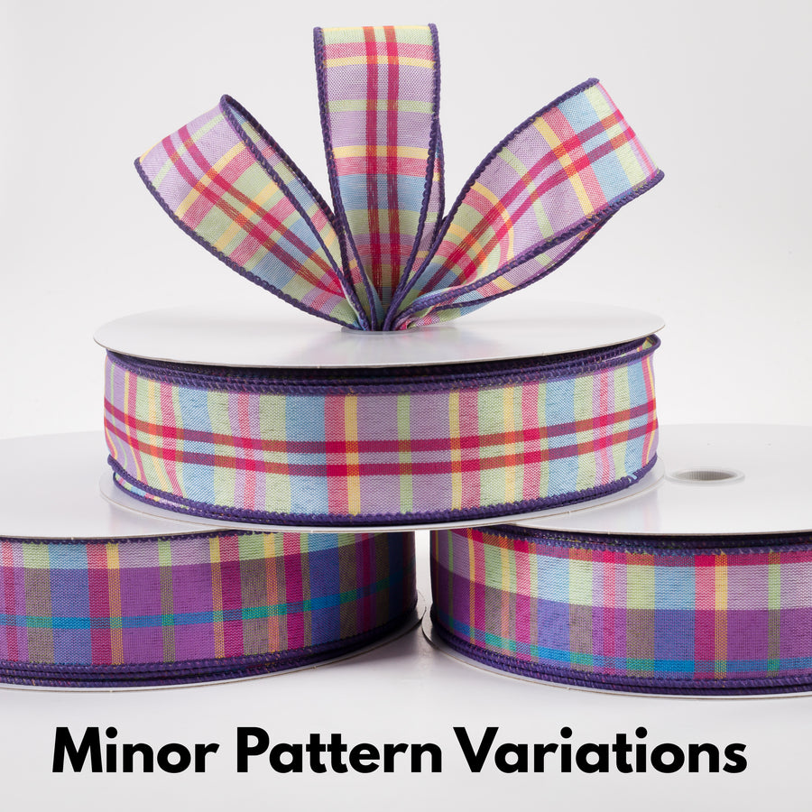 1.5" Toni Plaid Ribbon: Blue, Green, Pink, Yellow (50 Yards) Lifestyle Photo