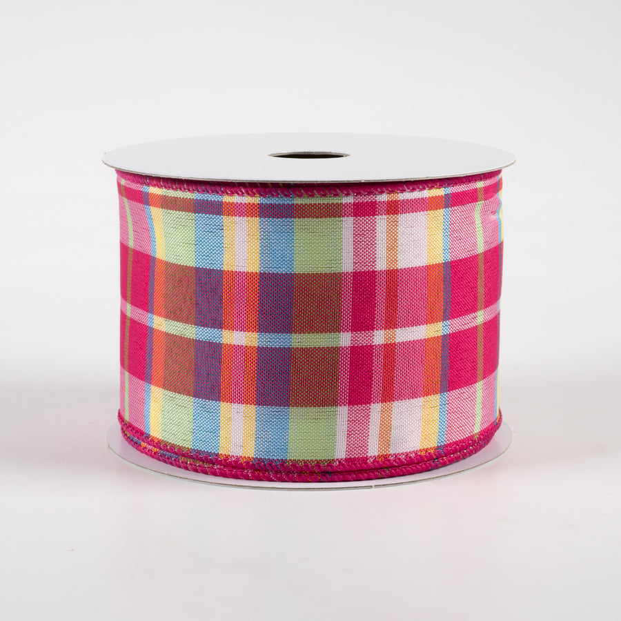 2.5" Toni Plaid Ribbon: Pink, Green, Blue, Yellow (10 Yards) Item Number: 41354-40-22