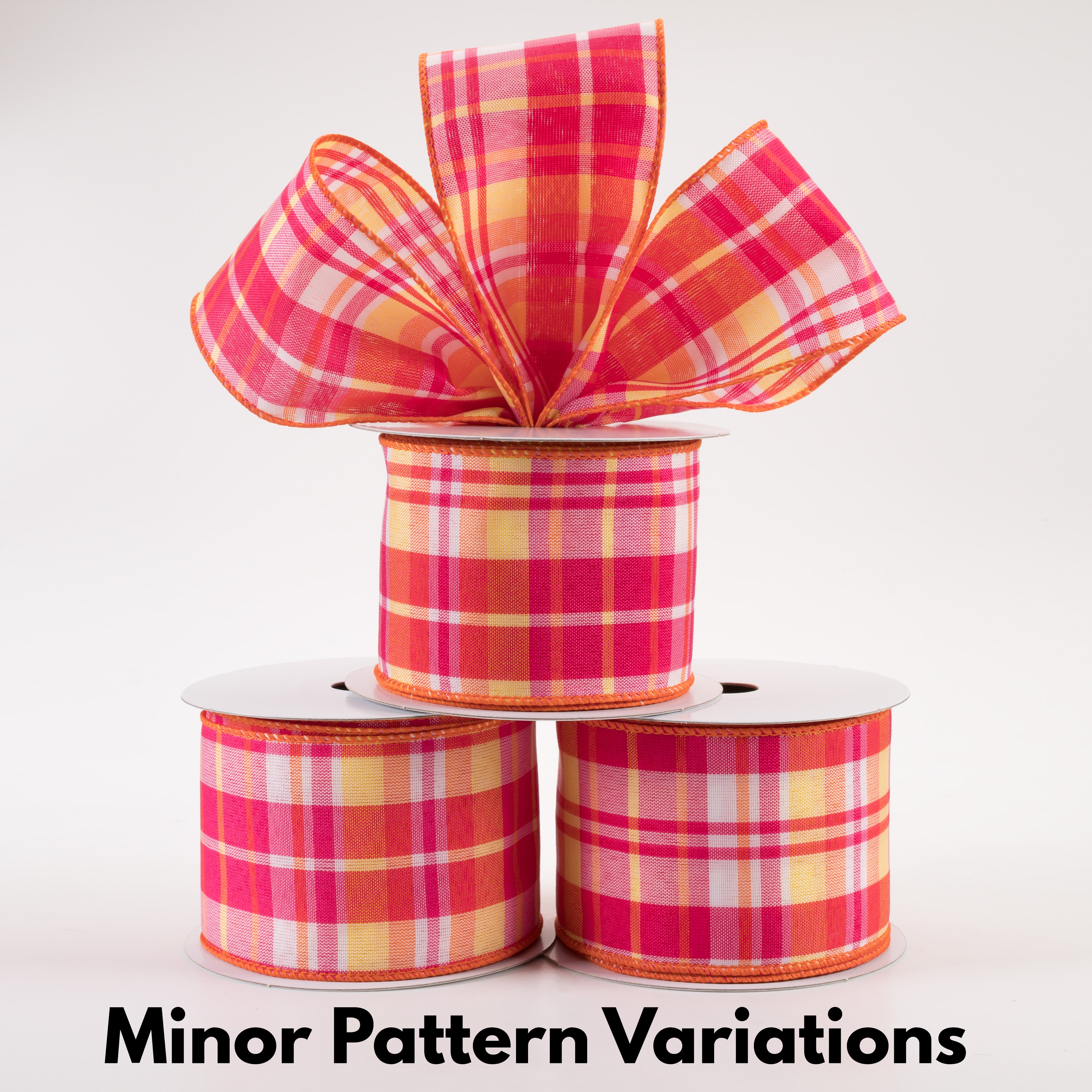 2.5" Toni Plaid Ribbon: Pink, Orange, Yellow (10 Yards) Lifestyle Photo