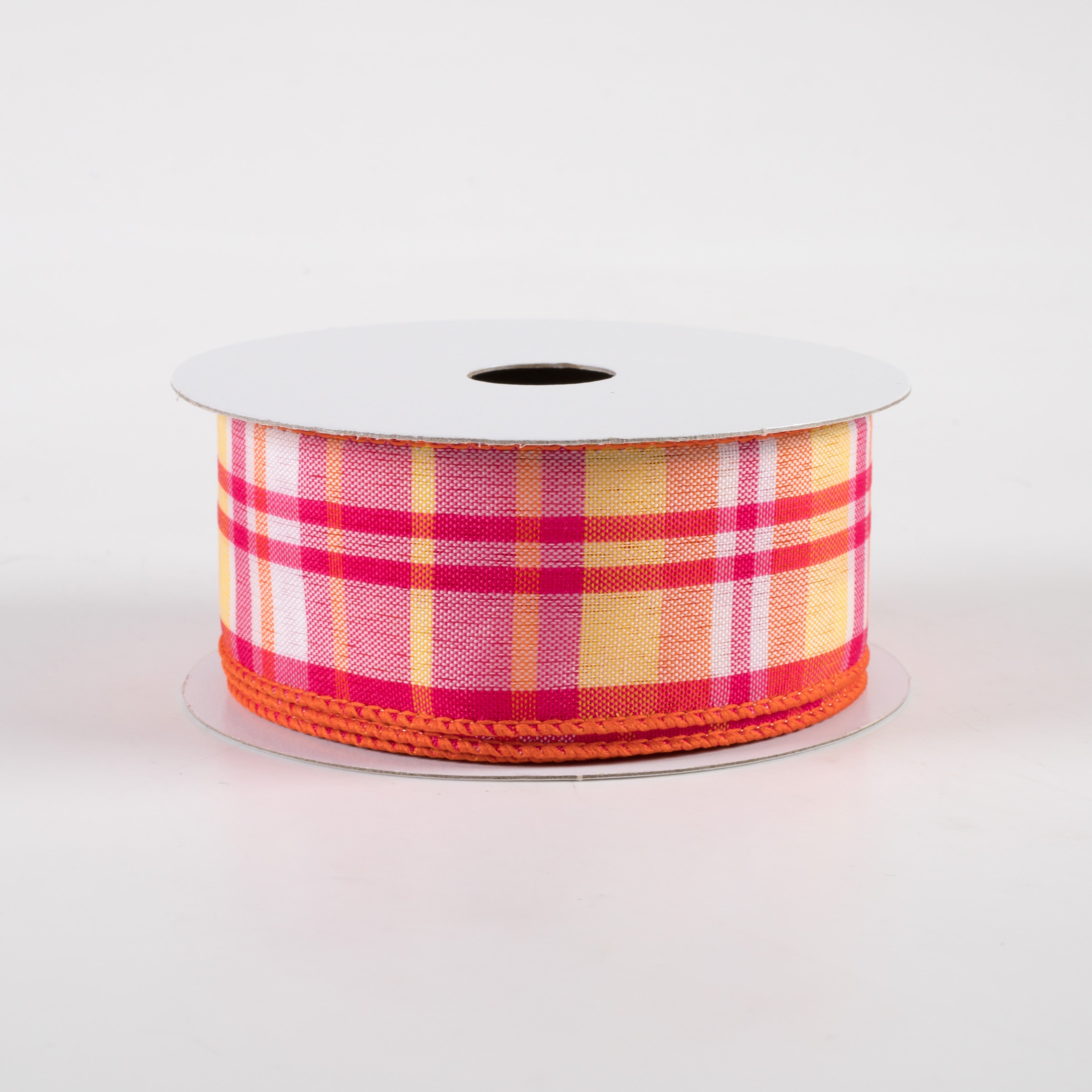 1.5" Toni Plaid Ribbon: Pink, Orange, Yellow (10 Yards)