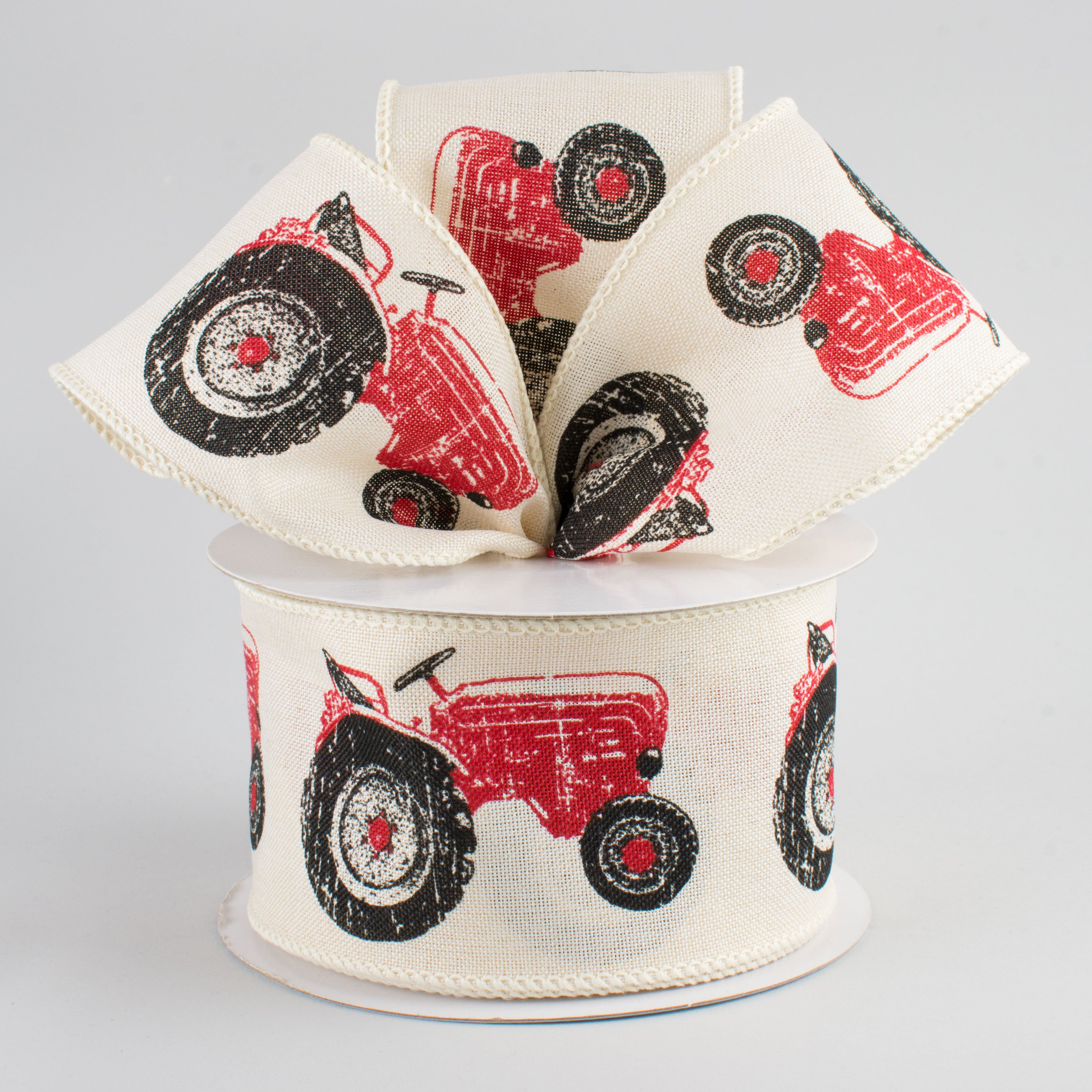 2.5" Tractor Ribbon: Cream & Red (10 Yards) Lifestyle Photo