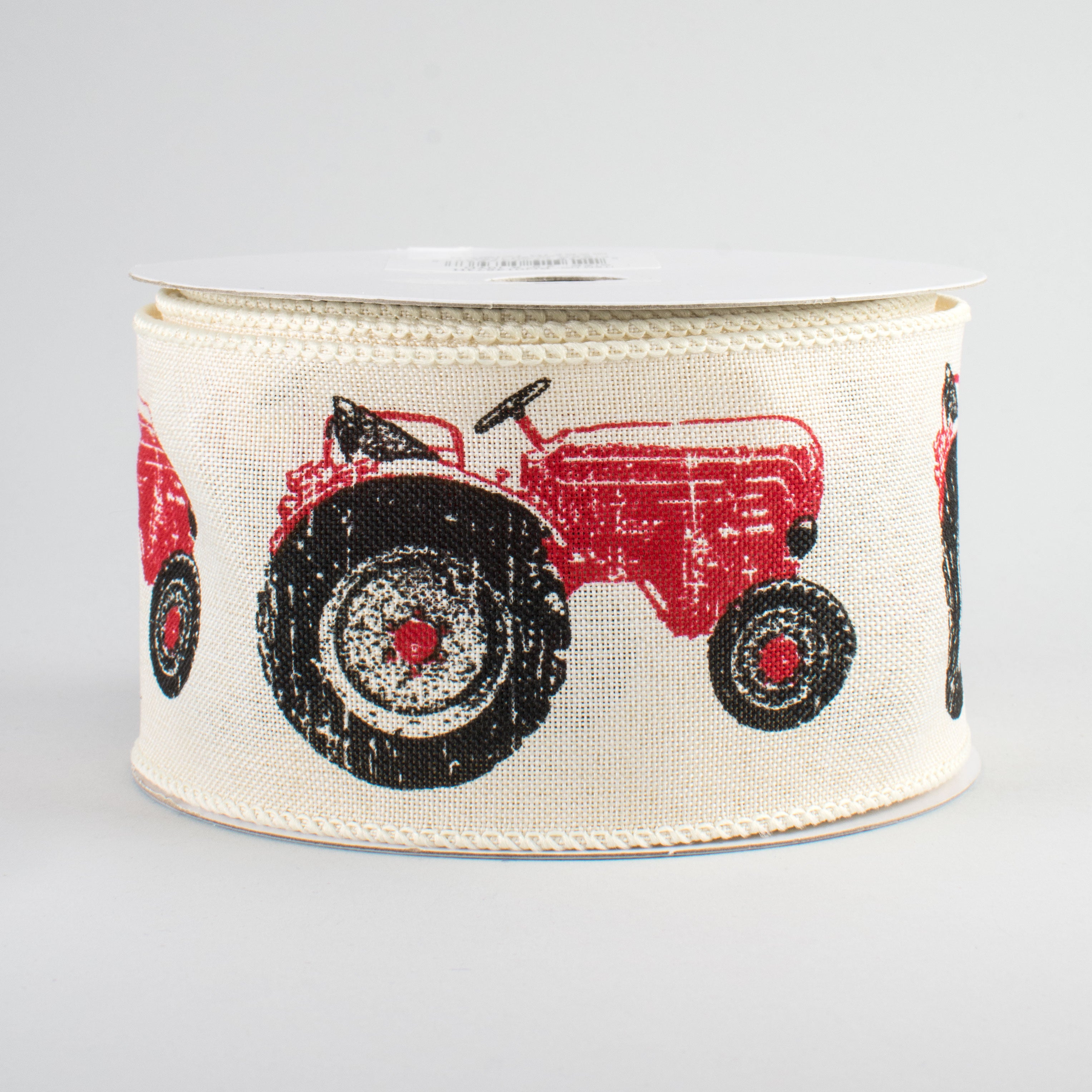 2.5" Tractor Ribbon: Cream & Red (10 Yards)