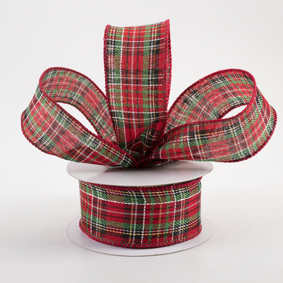 1.5" Traditional Plaid Ribbon: Red, Green, Gold, Black, White (10 Yards) Lifestyle Photo